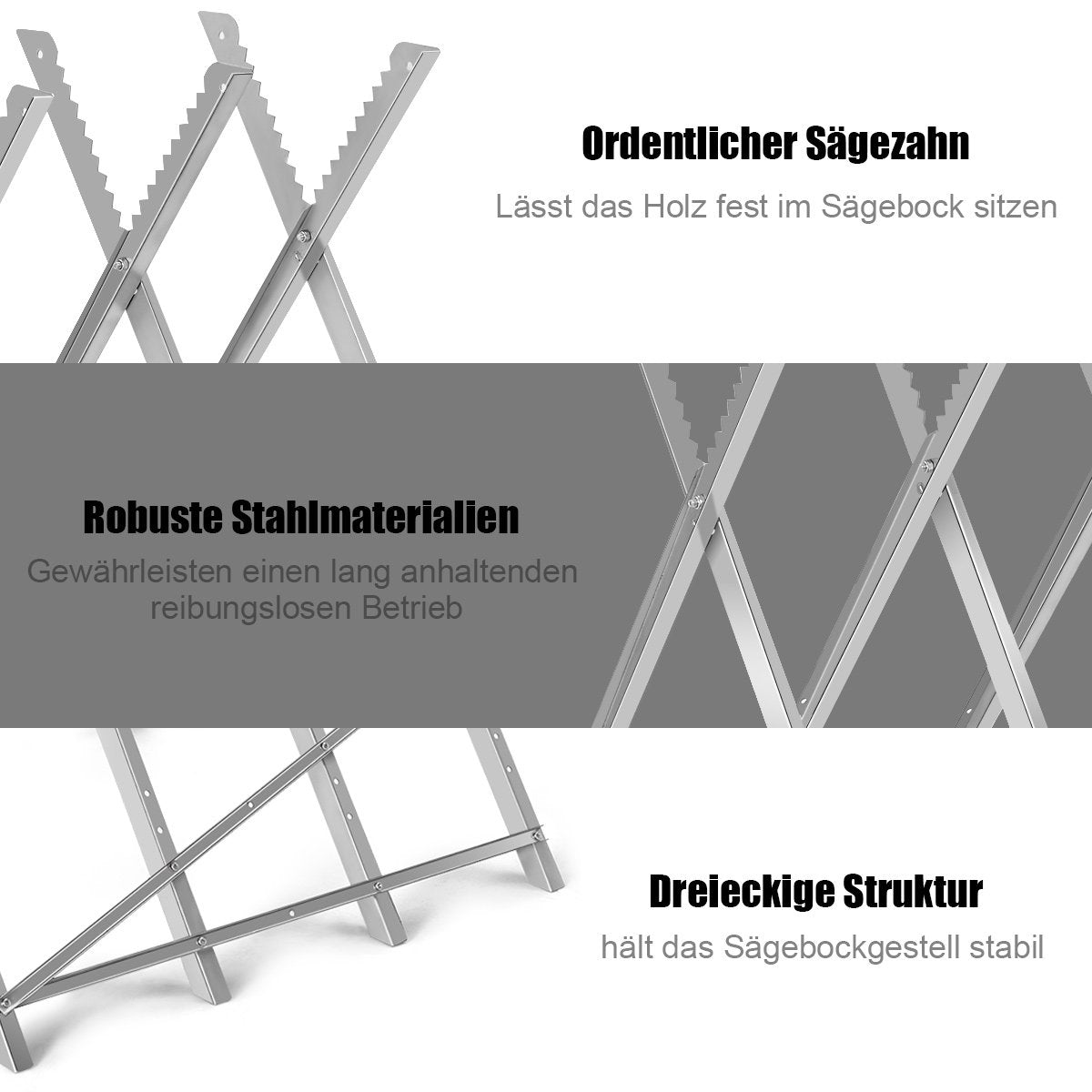 Folding Steel Sawhorse, 100 kg Capacity, Portable Wood Cutting Stand
