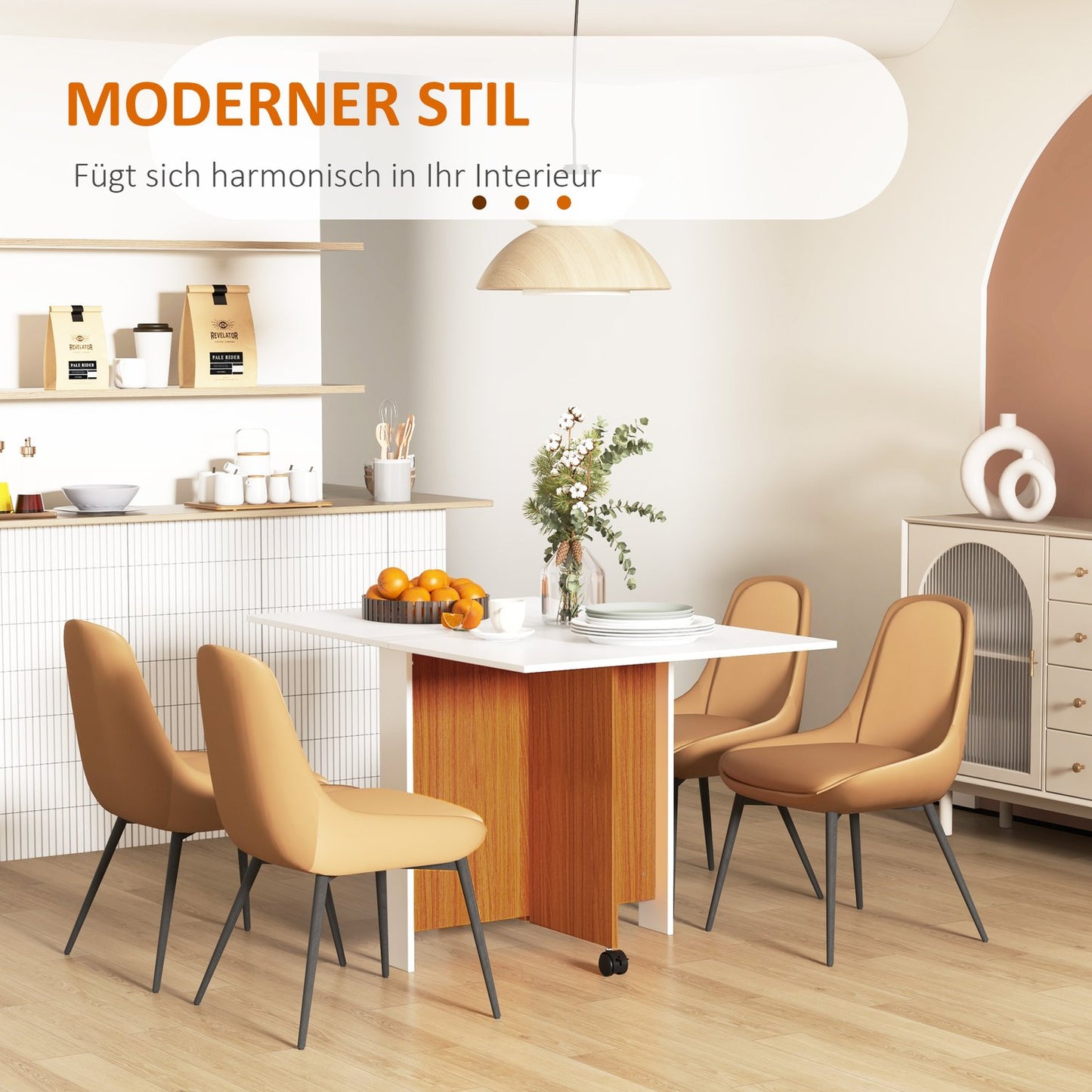 Folding dining table with wheels - Mobile White Desk
