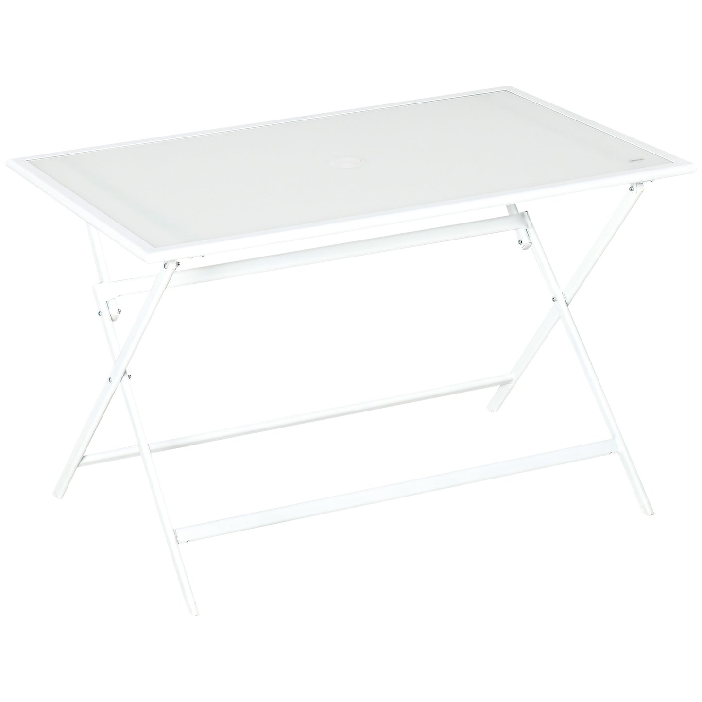 Metal folding table with umbrella hole - 110x70x70cm