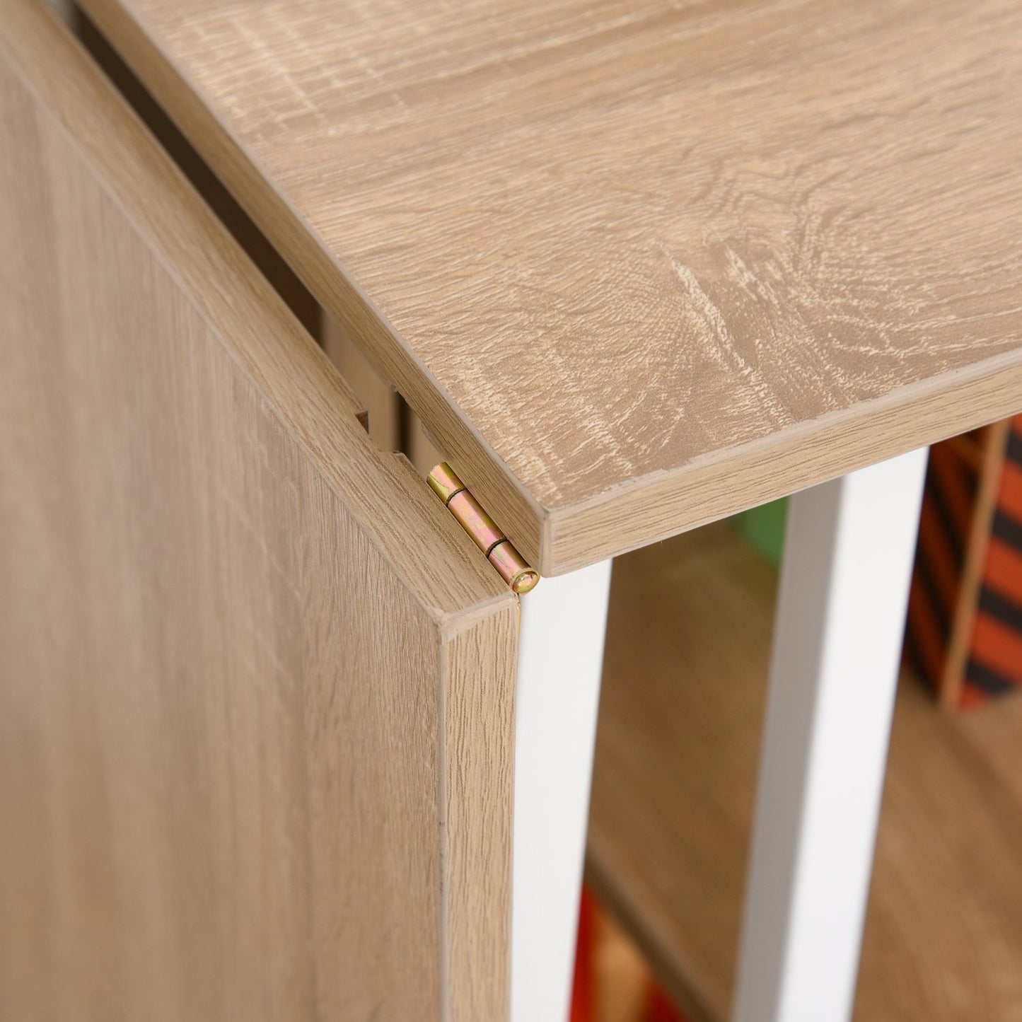 Mobile folding desk with wheels, MDF, natural finish
