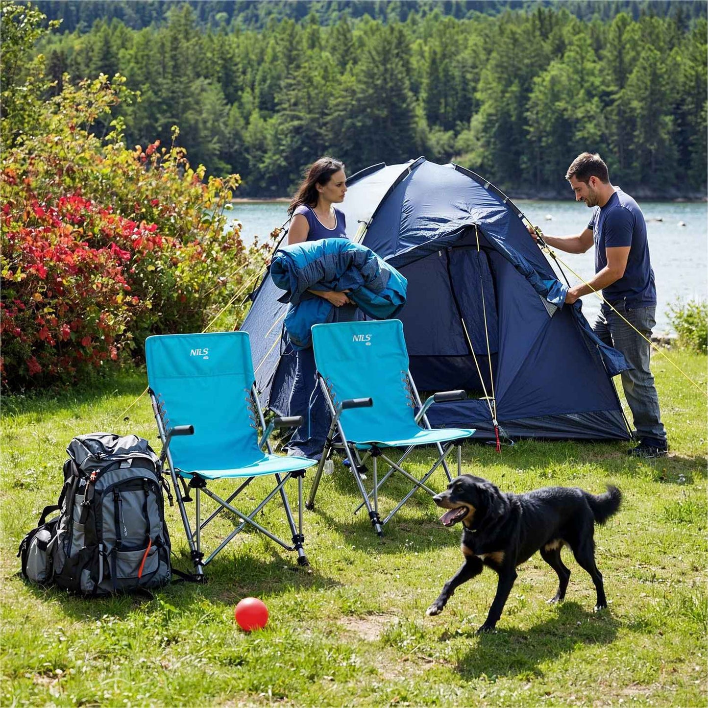 Folding Tourist Chair, Blue, Compact and Portable
