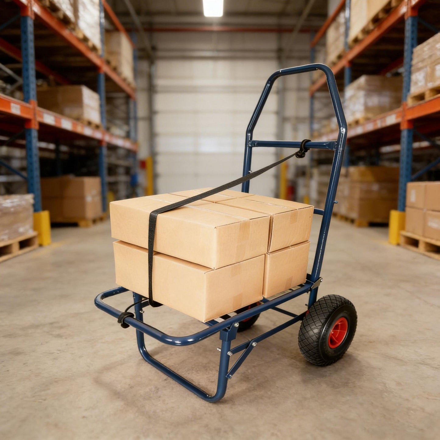 Folding Transport Trolley, 80kg Capacity, Steel, Pneumatic Tyres