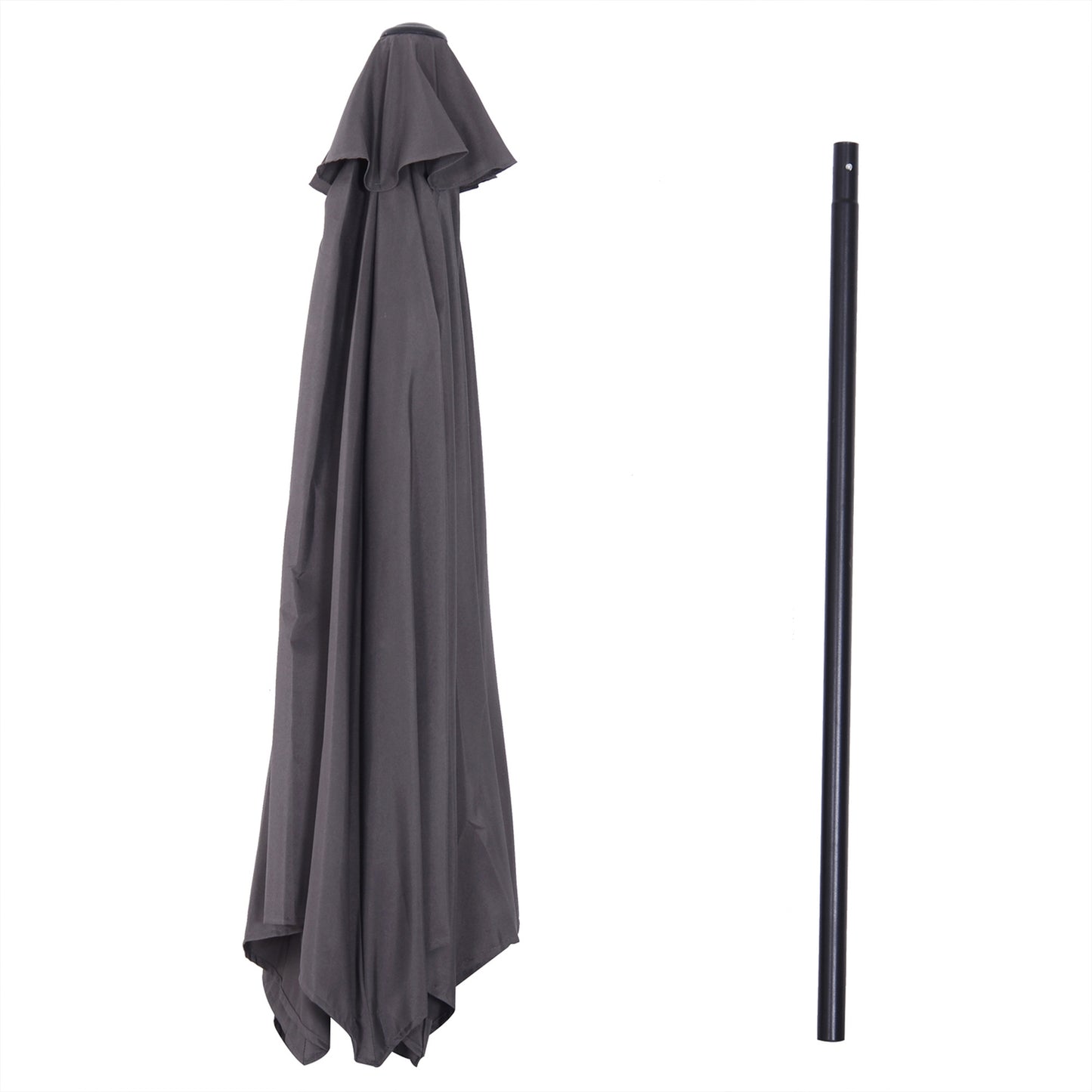 Gray folding garden umbrella - aluminium, hand crank, 2.7m