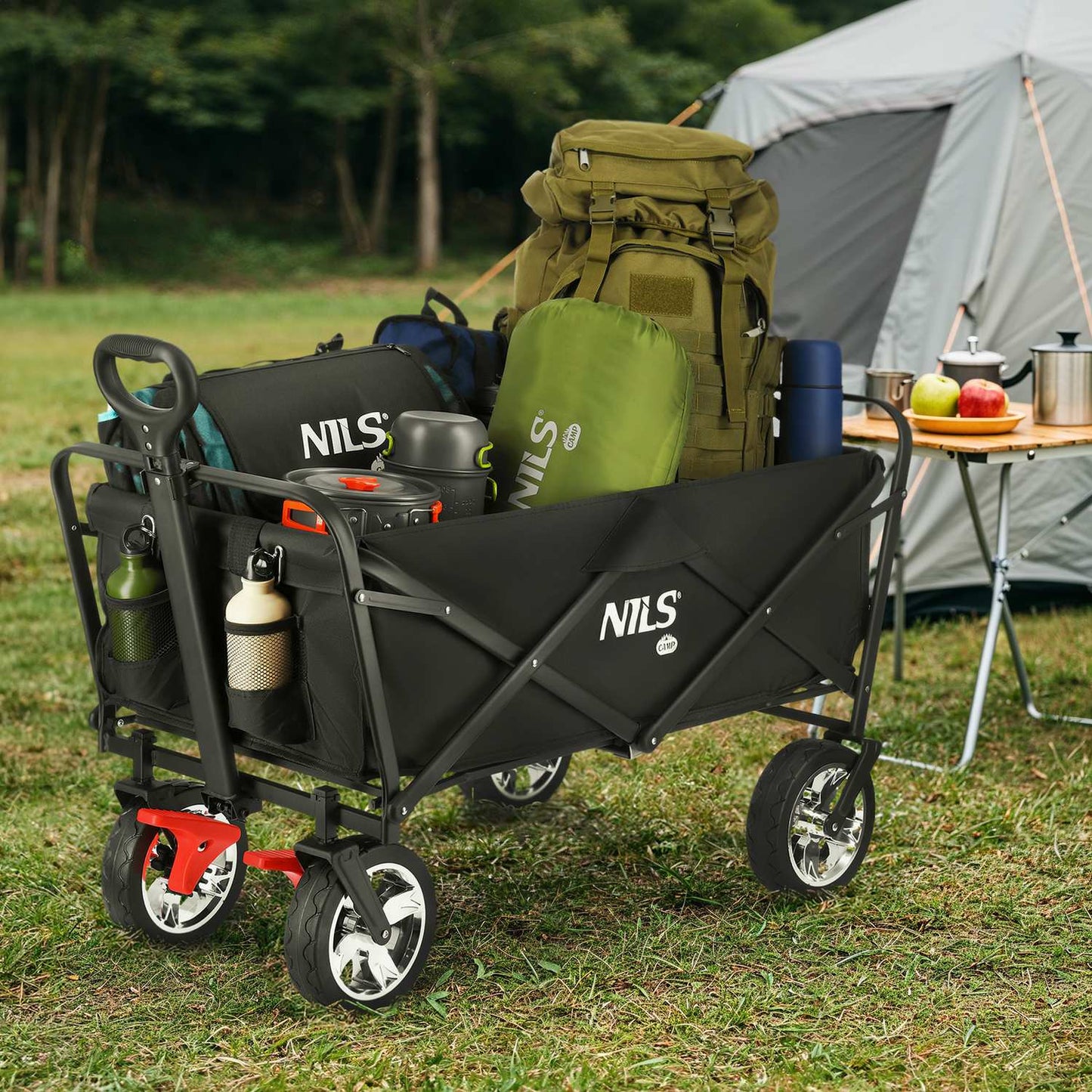 Folding Wagon, Black, 120L Capacity