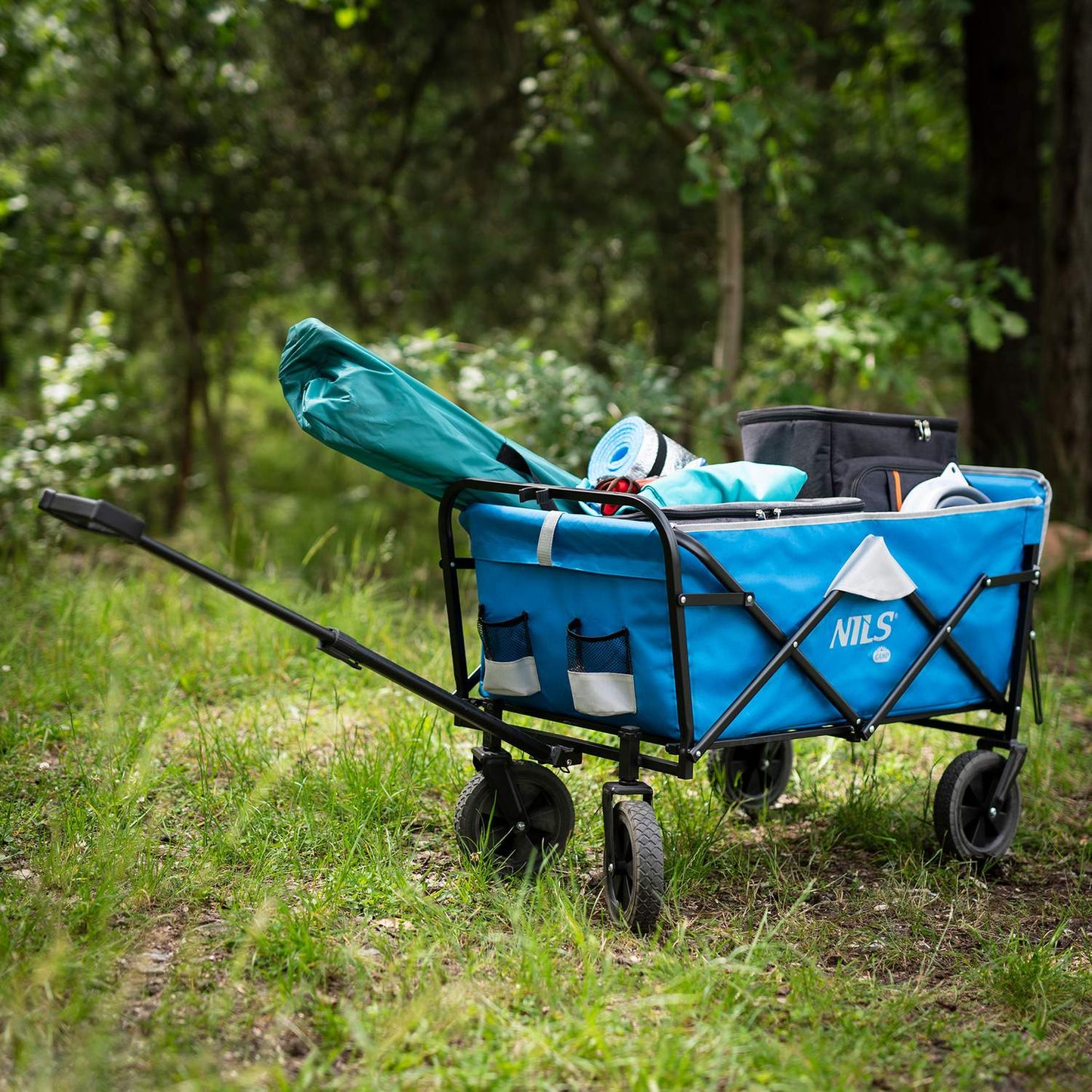 Folding Wagon, Blue-Gray, 125L Capacity