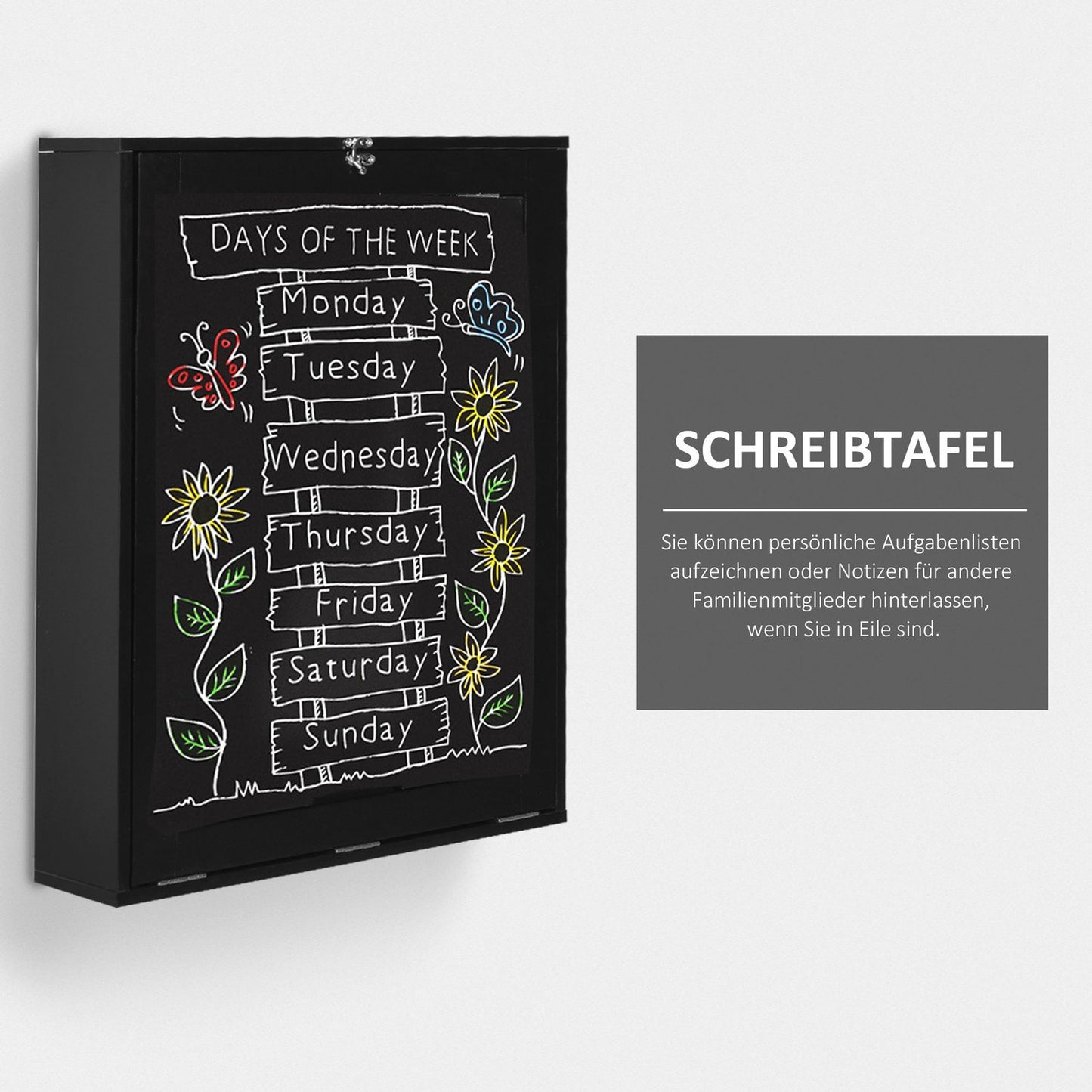 Folding Wall Desk with Blackboard, Black 60x94.5x147 cm
