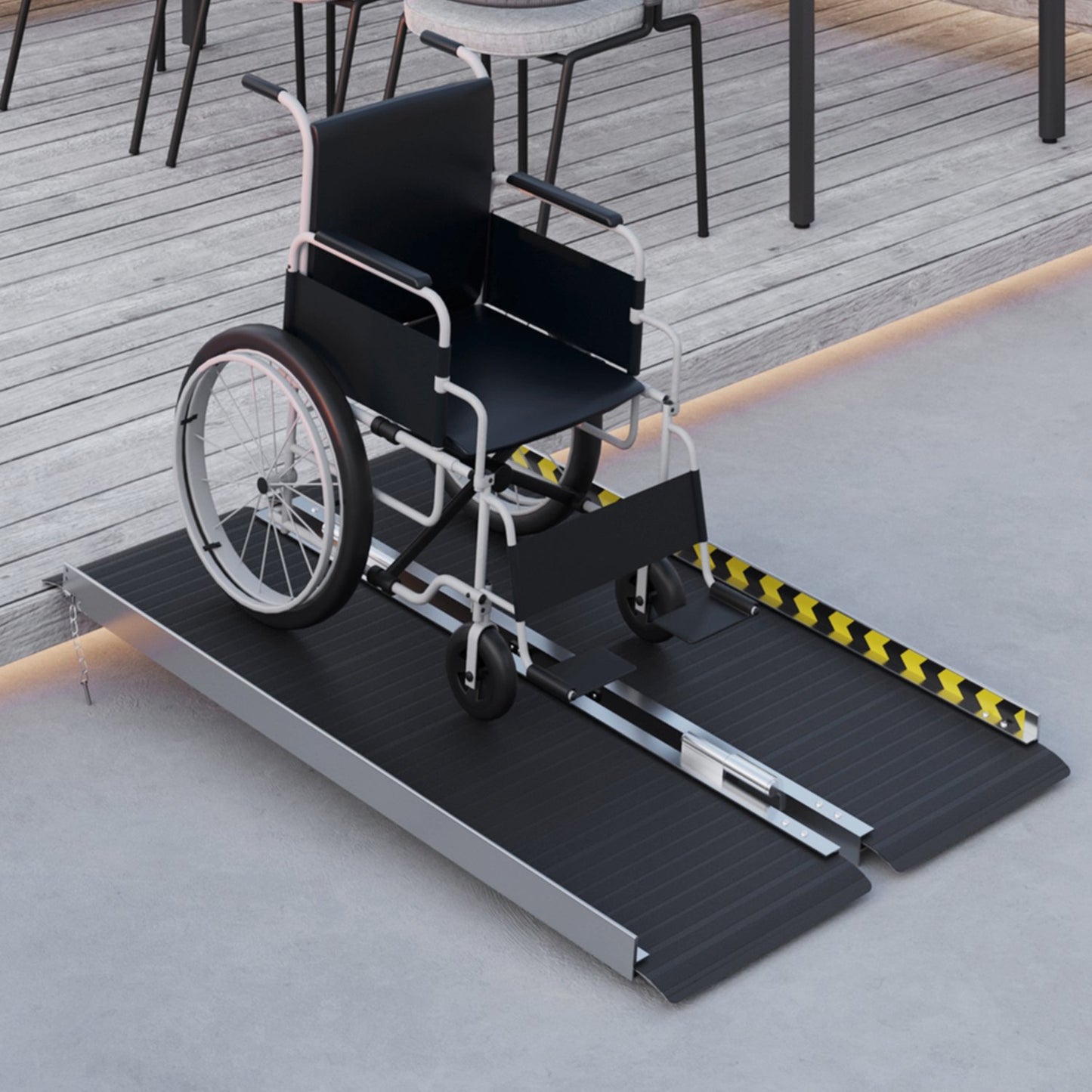 Folding Wheelchair Ramp, Non-Slip Surface, Portable Aluminum