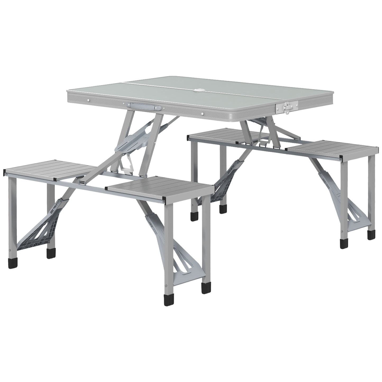 Folding aluminum camping table with 4 chairs - lightweight