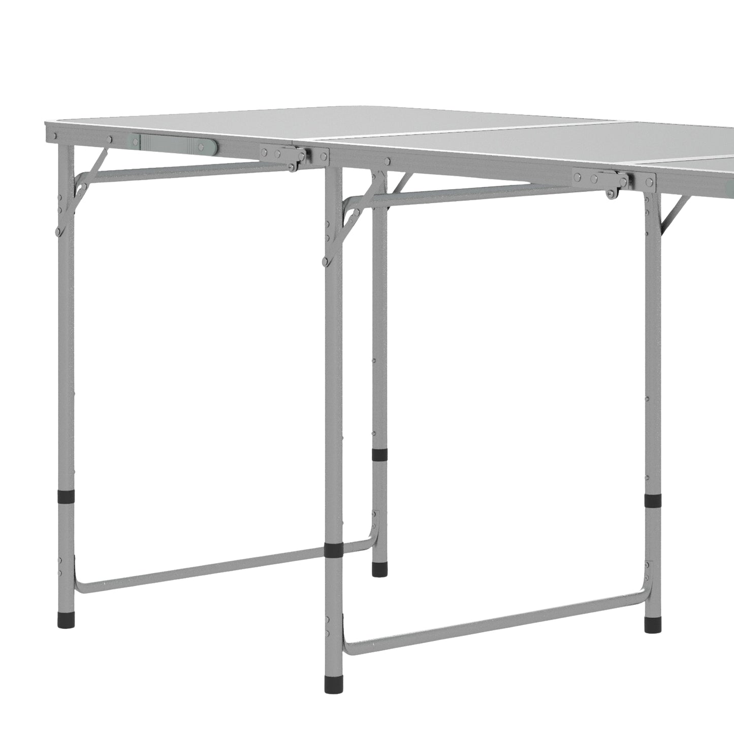 Folding aluminum camping table with 6 chairs, grey