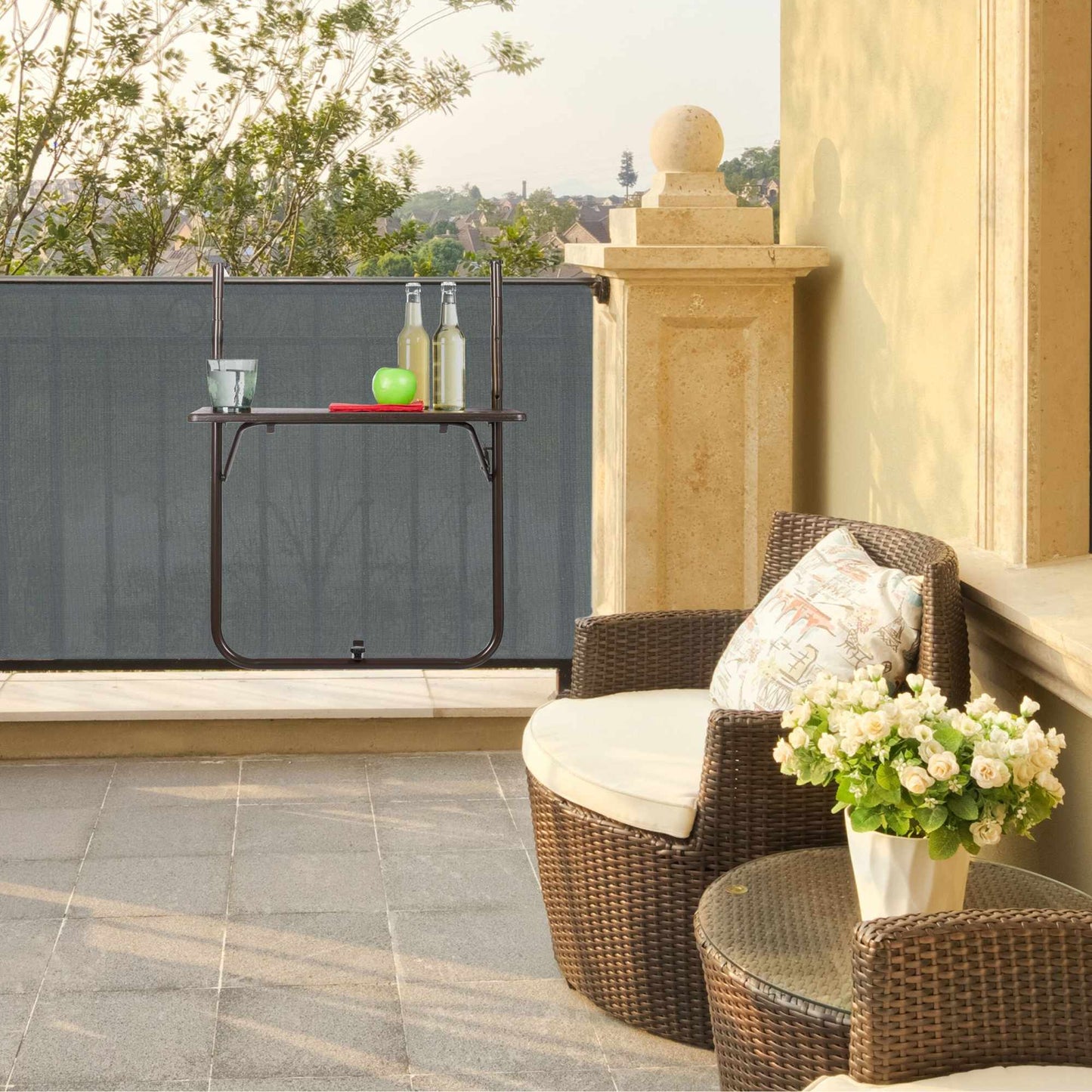 Folding balcony table