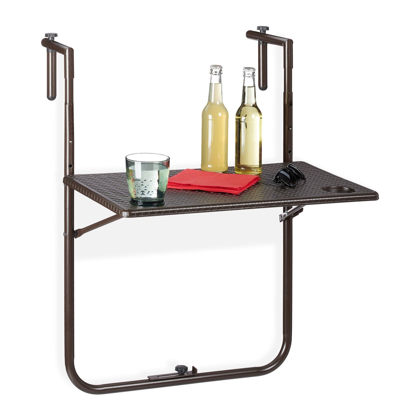 Folding balcony table in brown