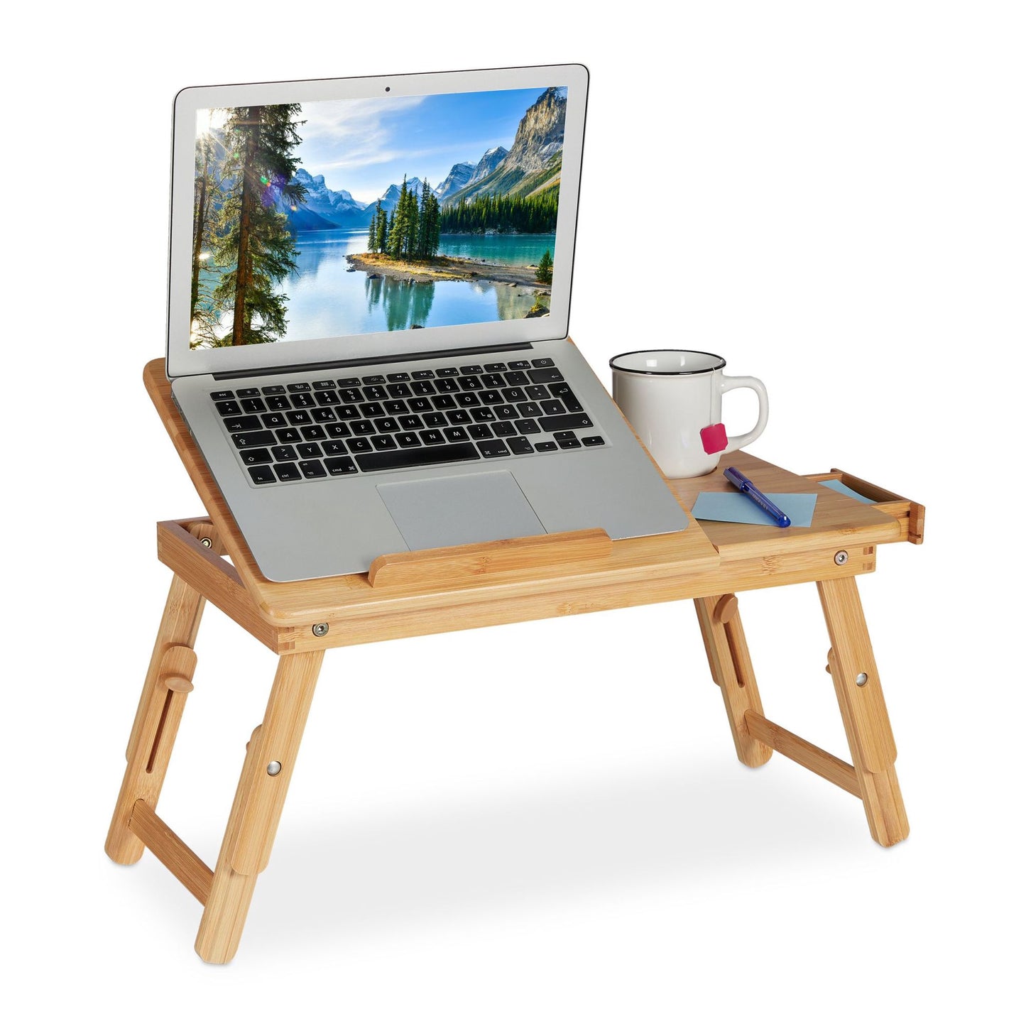 Folding bamboo laptop table