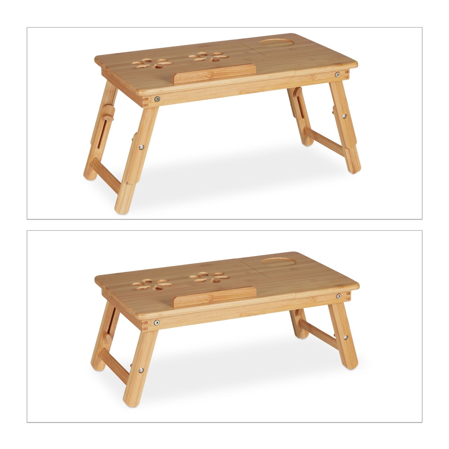 Folding bamboo laptop table