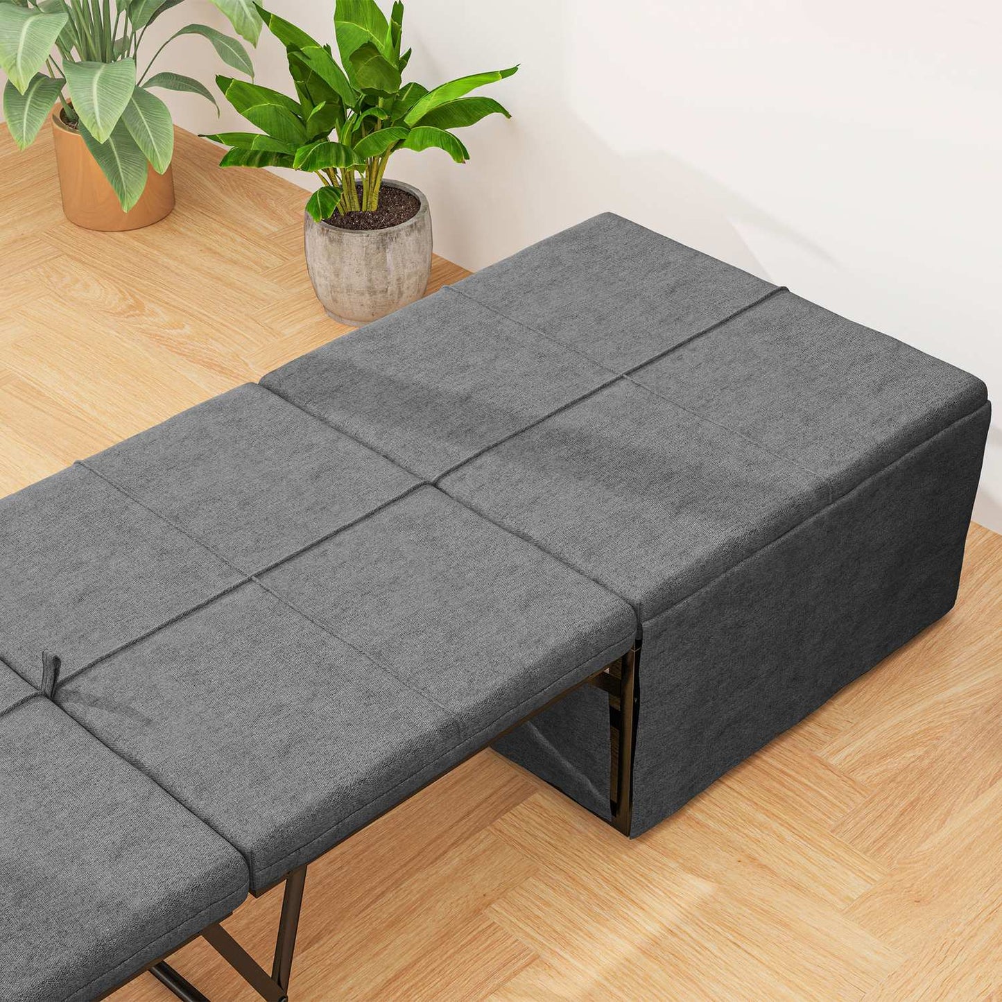 Folding guest bed with foam mattress - Grey, 120 kg Capacity