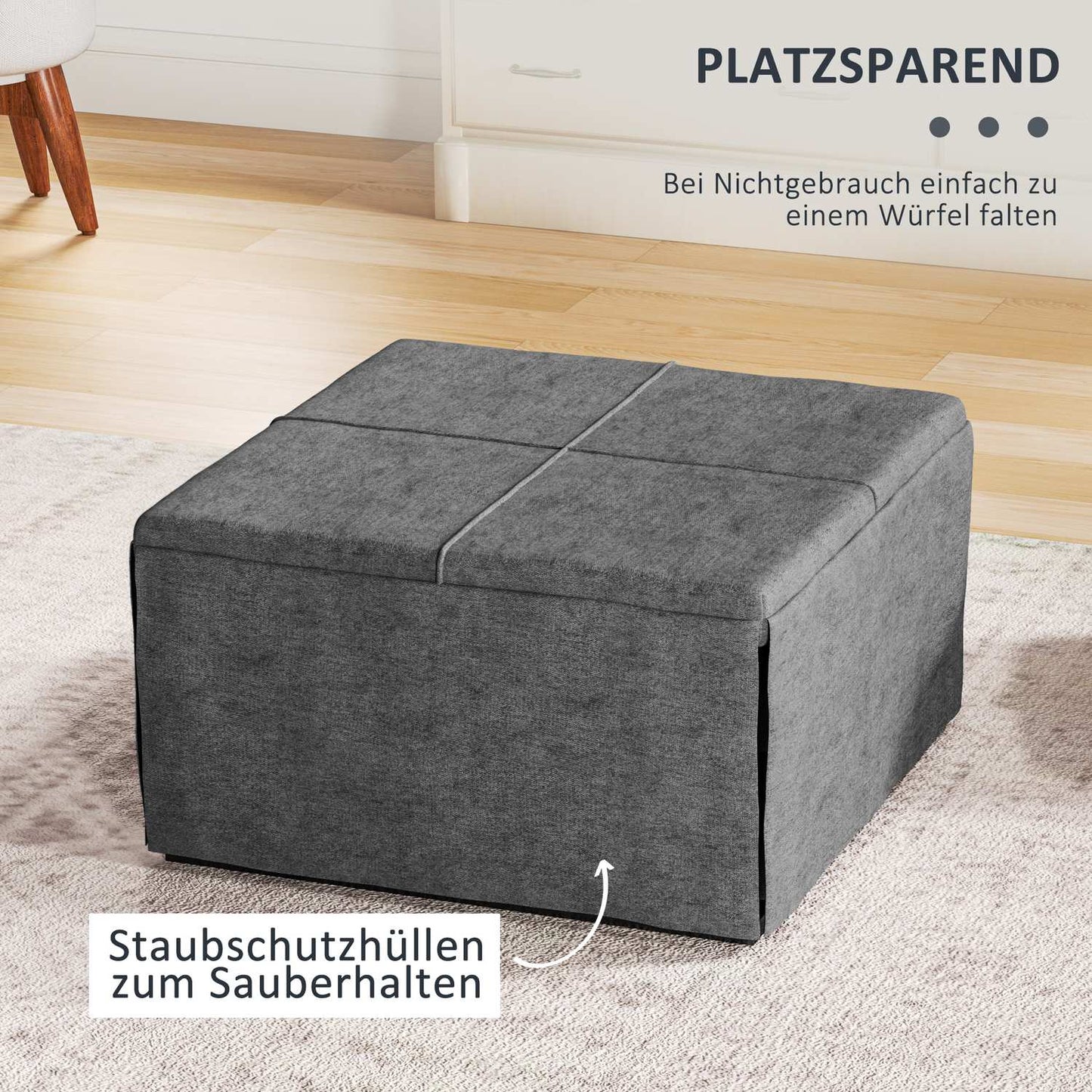 Folding guest bed with foam mattress - Grey, 120 kg Capacity