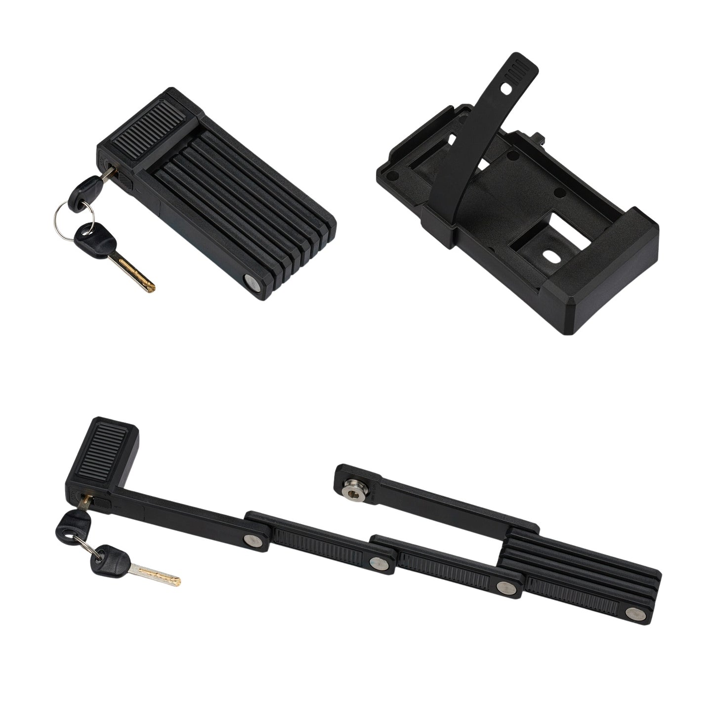 Folding bicycle lock with key