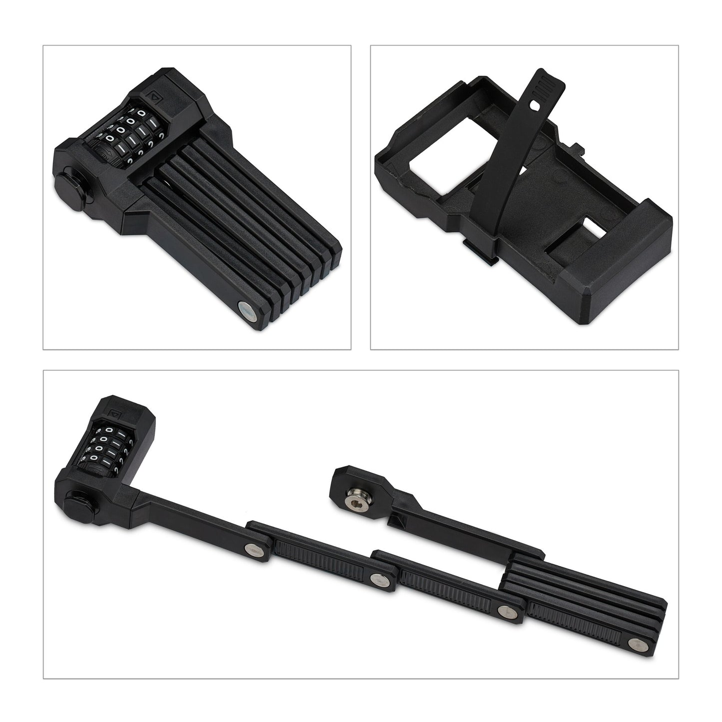 Folding bike lock with combination lock
