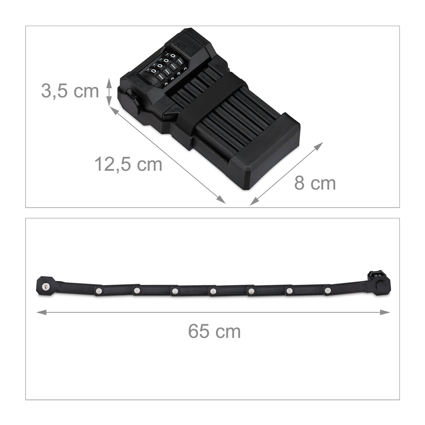 Folding bike lock with combination lock