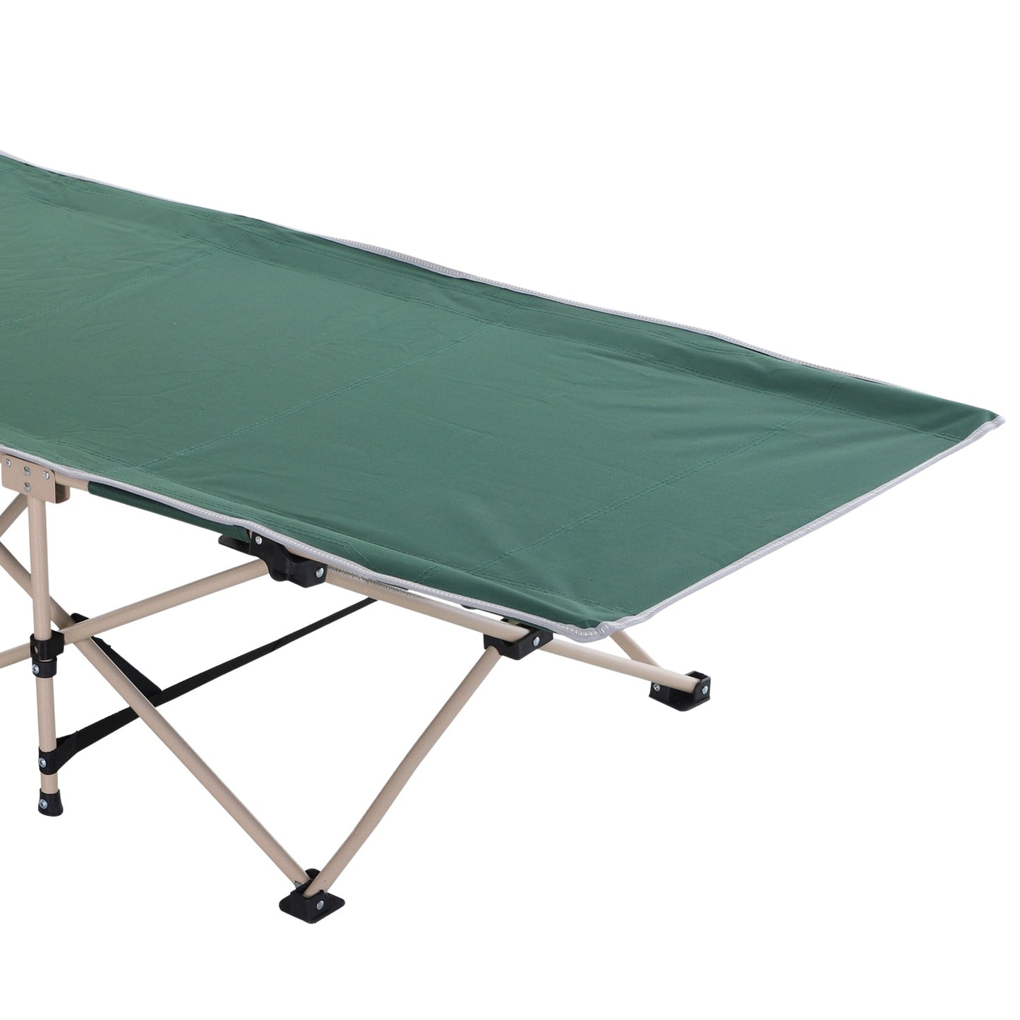 Folding camping bed with carry bag - Steel frame, green