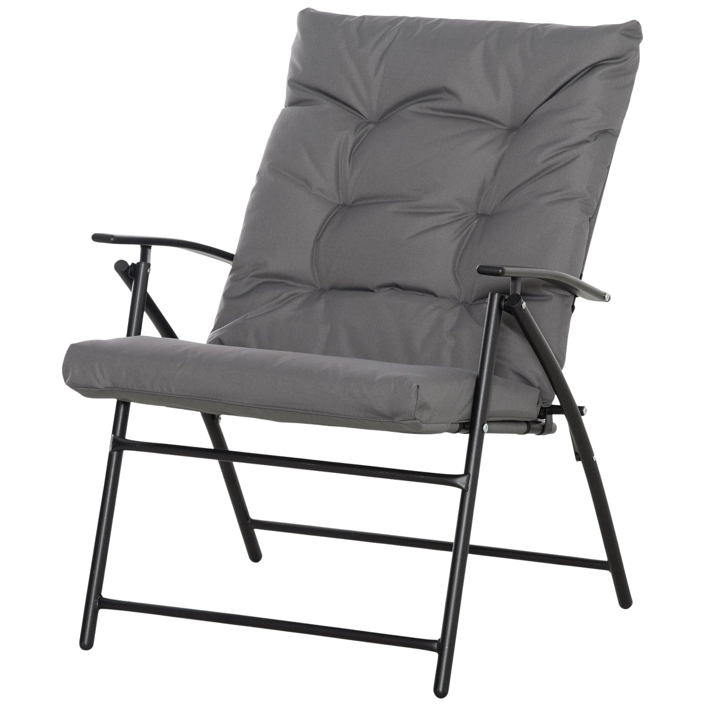 Folding camping chair with adjustable metal frame, gray