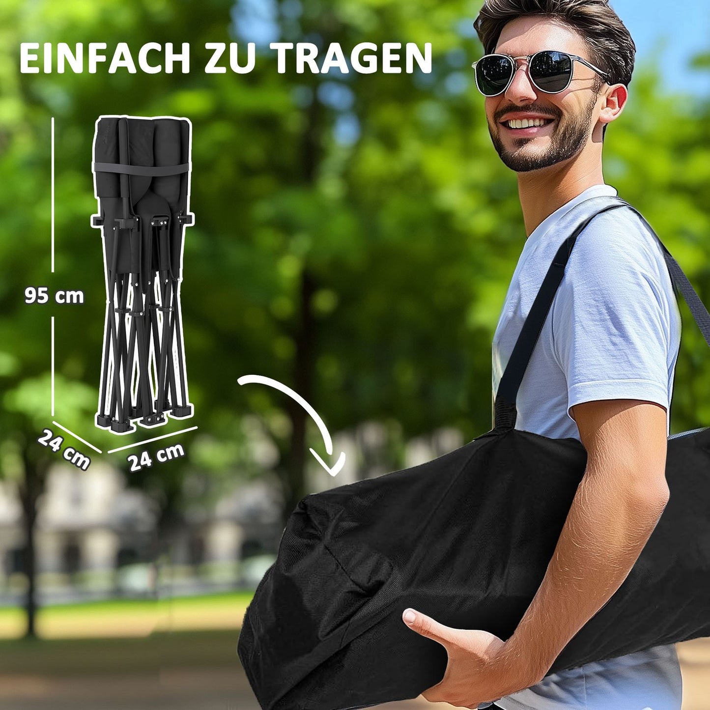 Folding 2-seater camping chair with cooler bags, up to 250 kg