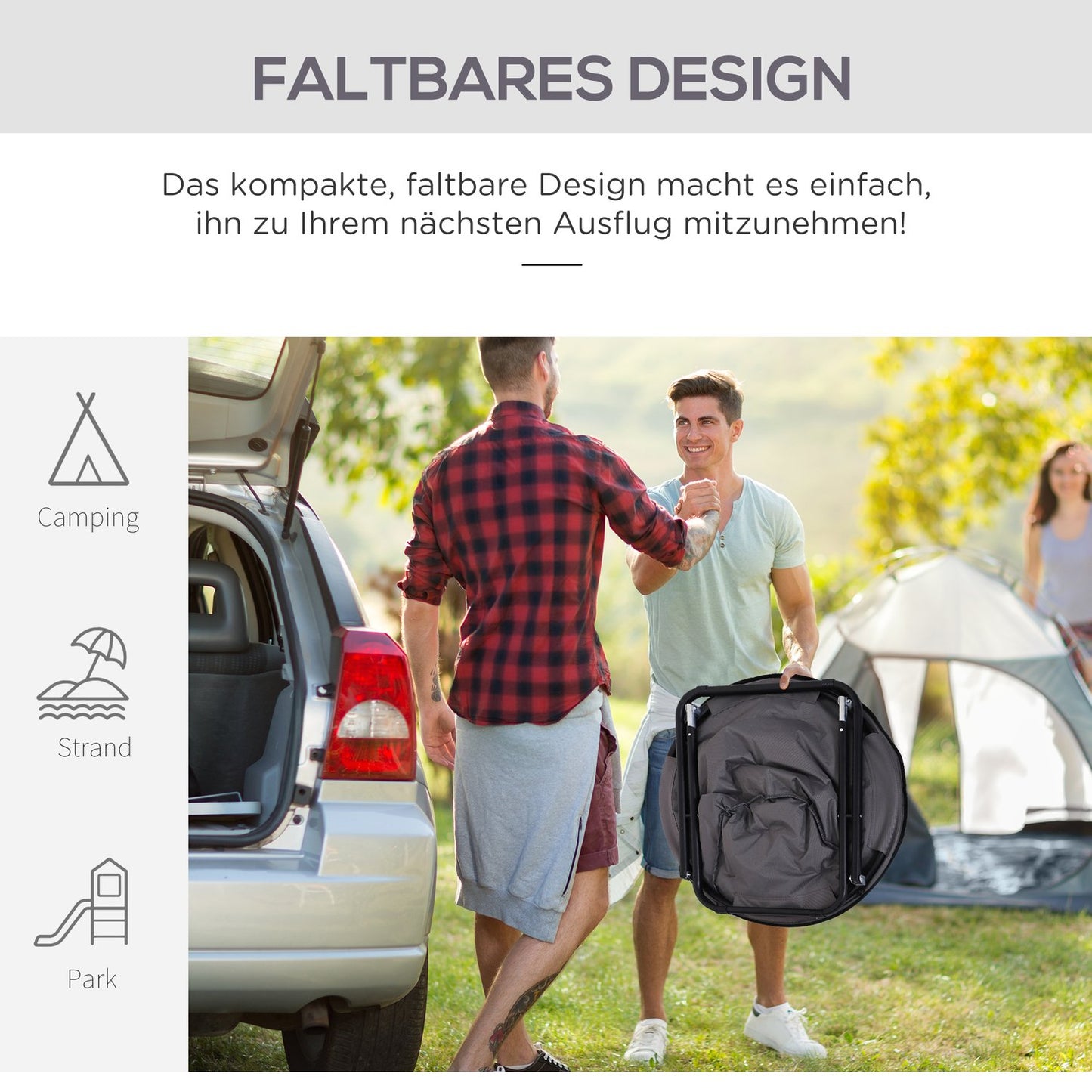 Folding Camping Chair, Metal & Oxford Fabric, 80x80x75 cm