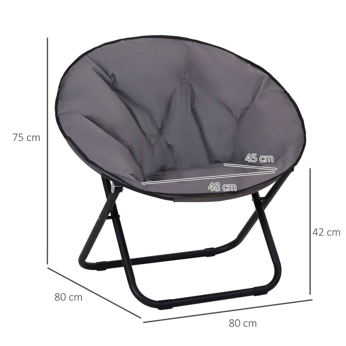 Folding Camping Chair, Metal & Oxford Fabric, 80x80x75 cm