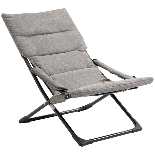 Gray folding chair - Removable cushion, textile & steel