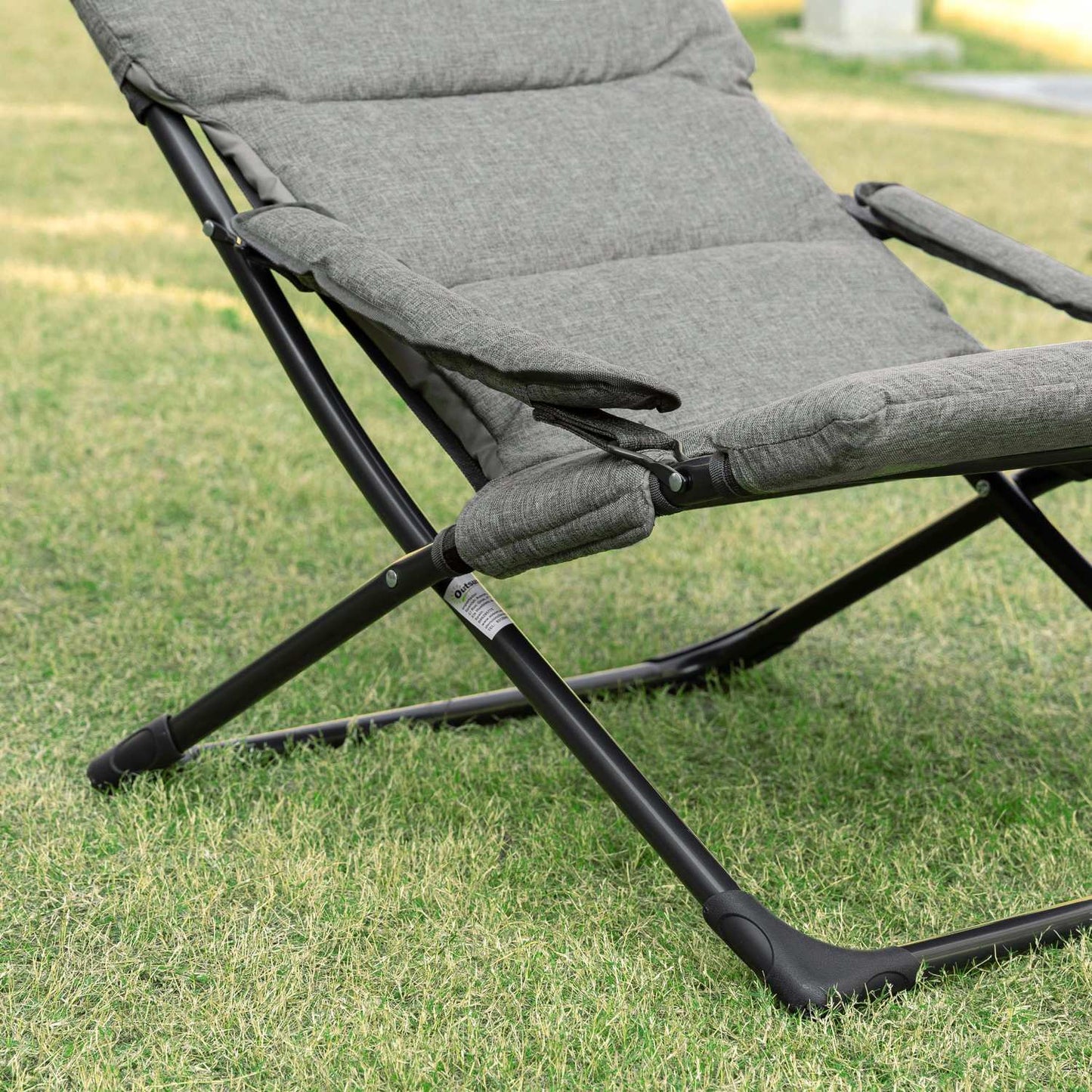 Gray folding chair - Removable cushion, textile & steel