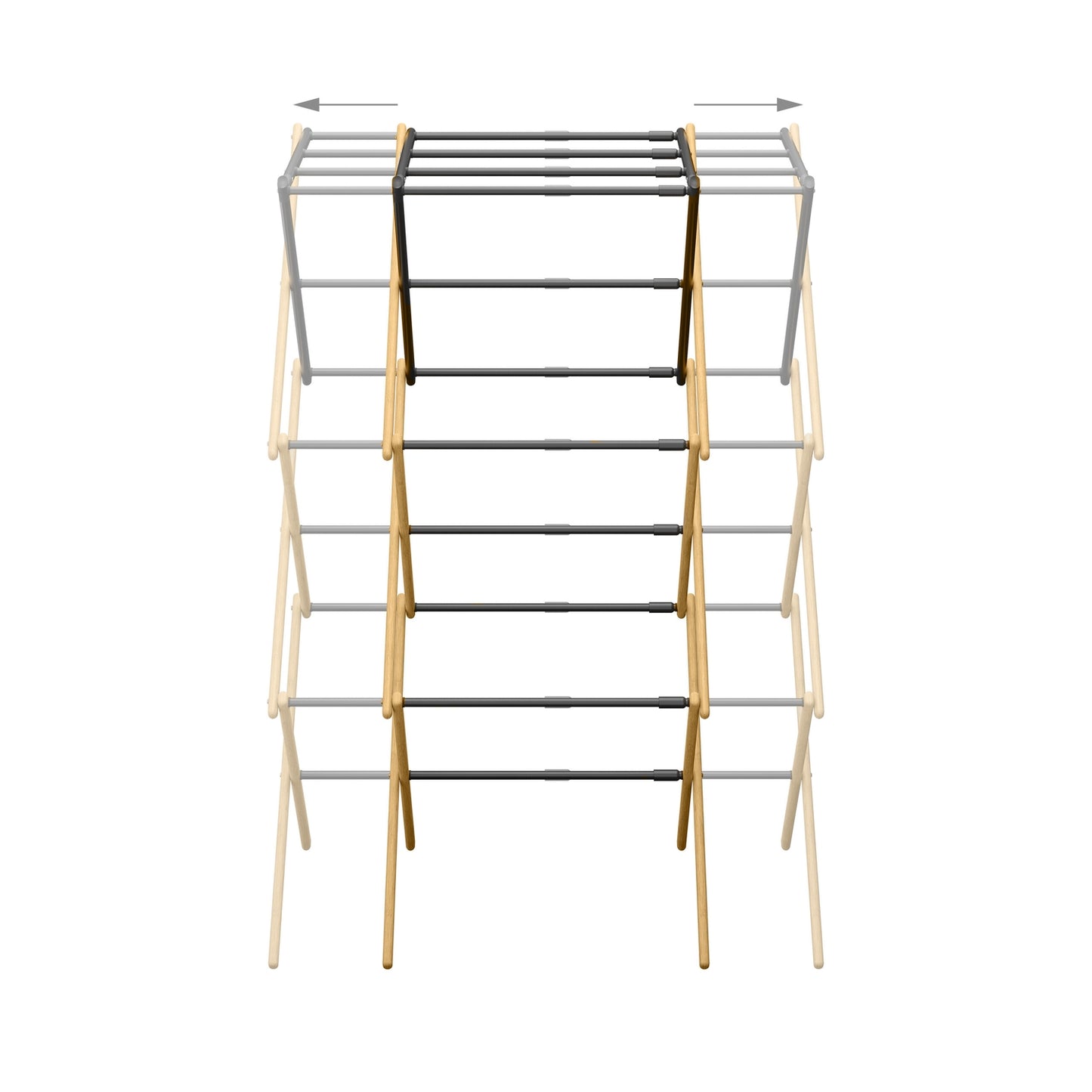 Folding clothes horse in bamboo & metal