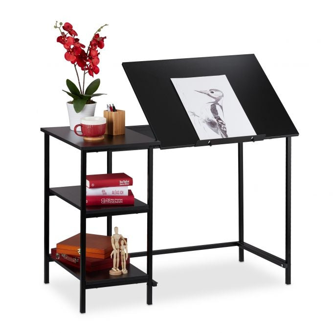 Folding desk with 3 shelves