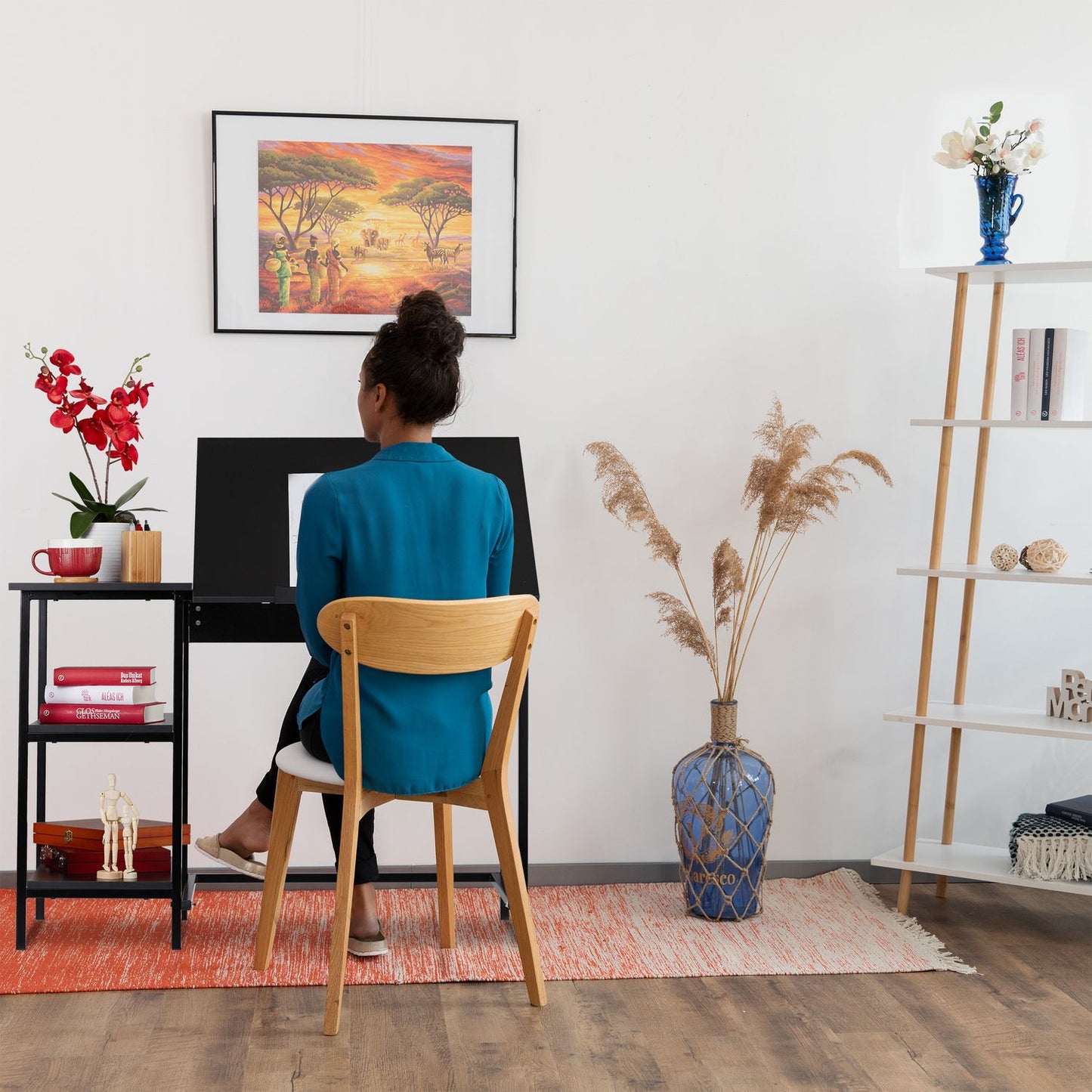 Folding desk with 3 shelves