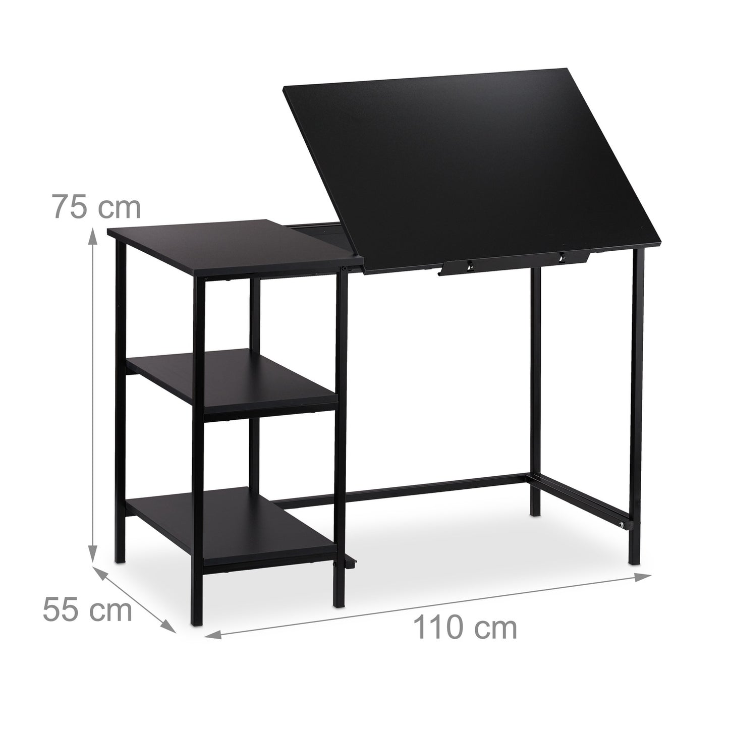 Folding desk with 3 shelves