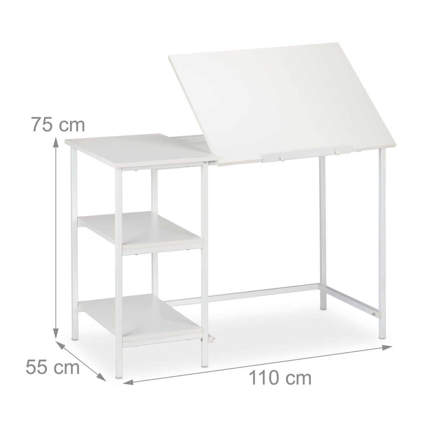 Folding desk with 3 shelves