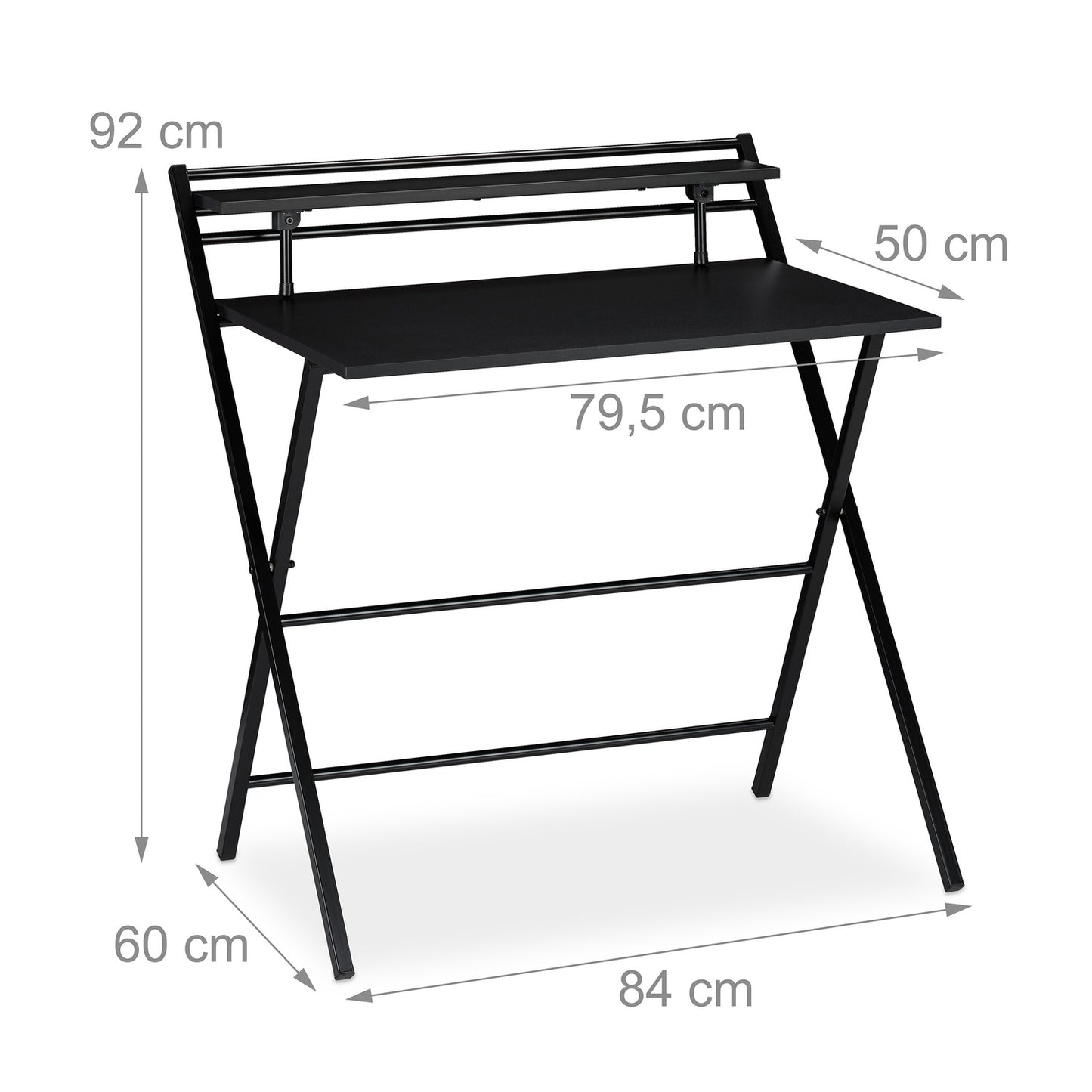 Folding desk with shelf