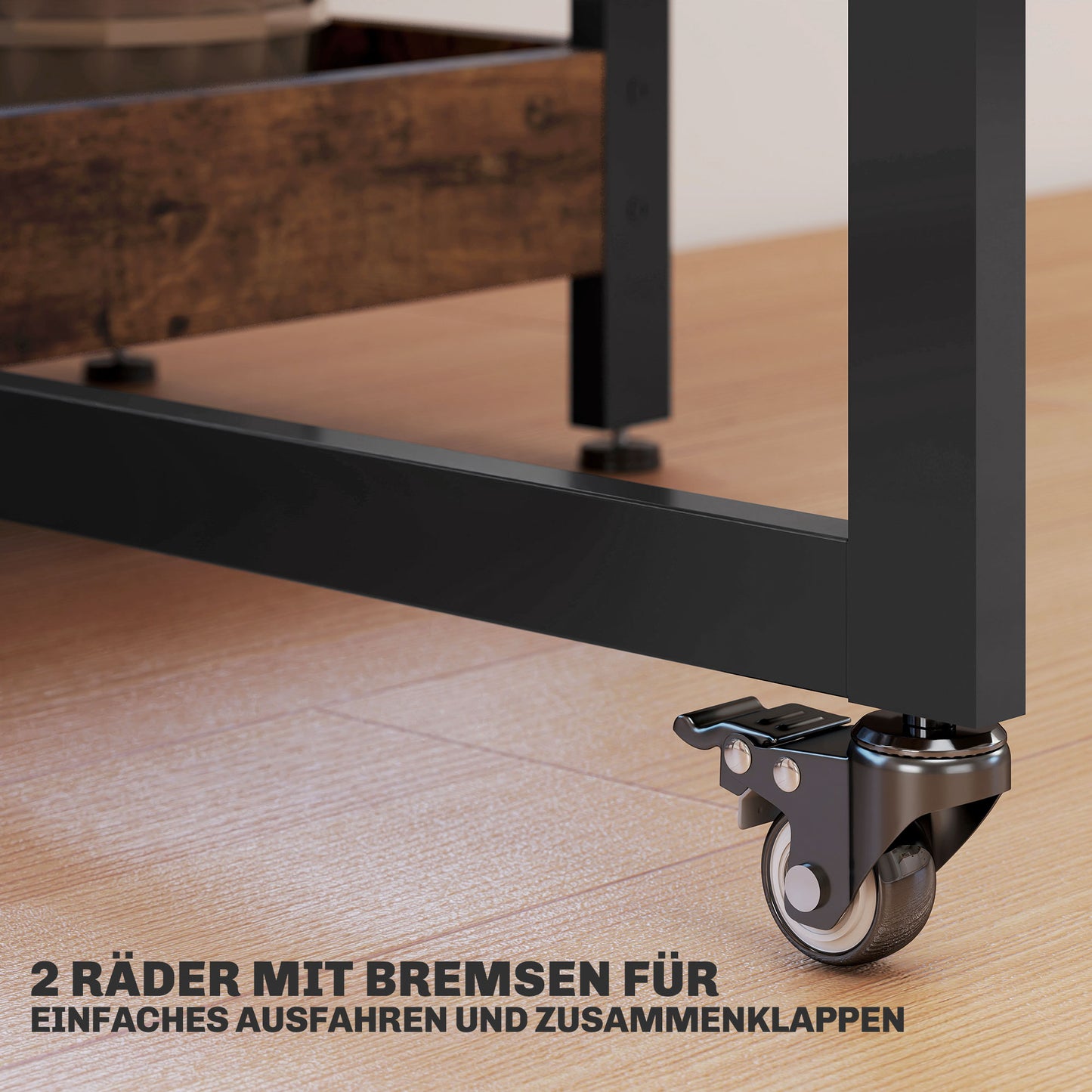 Folding Dining Table, Industrial Design, Seats 4, Brown