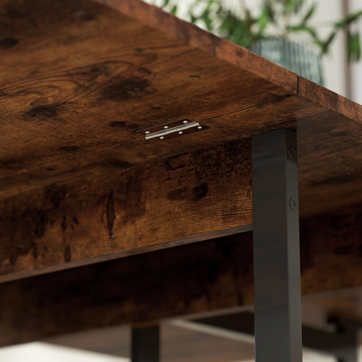 Folding Dining Table, Industrial Design, Seats 4, Brown