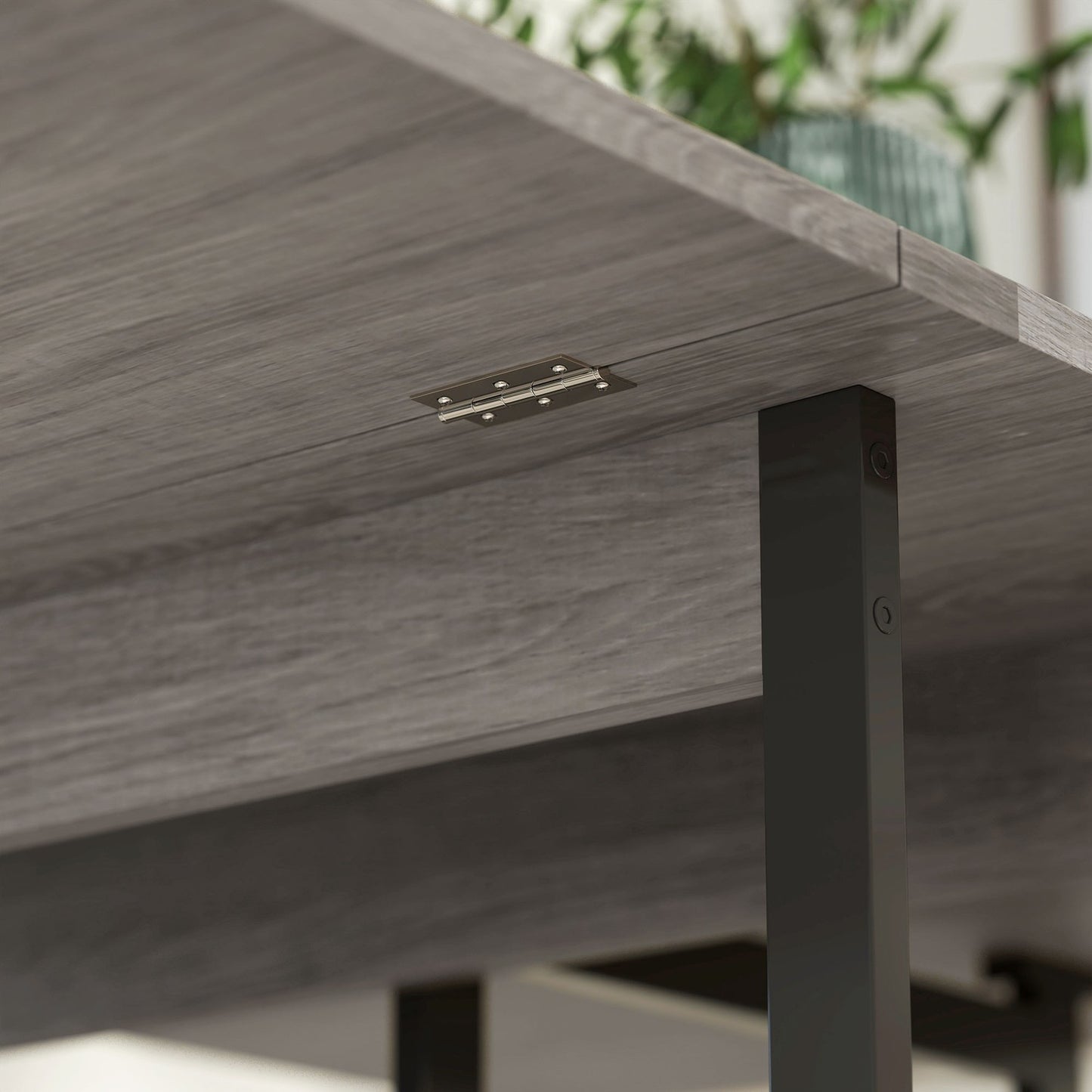 Folding Dining Table with Shelves, Seats 4, Grey
