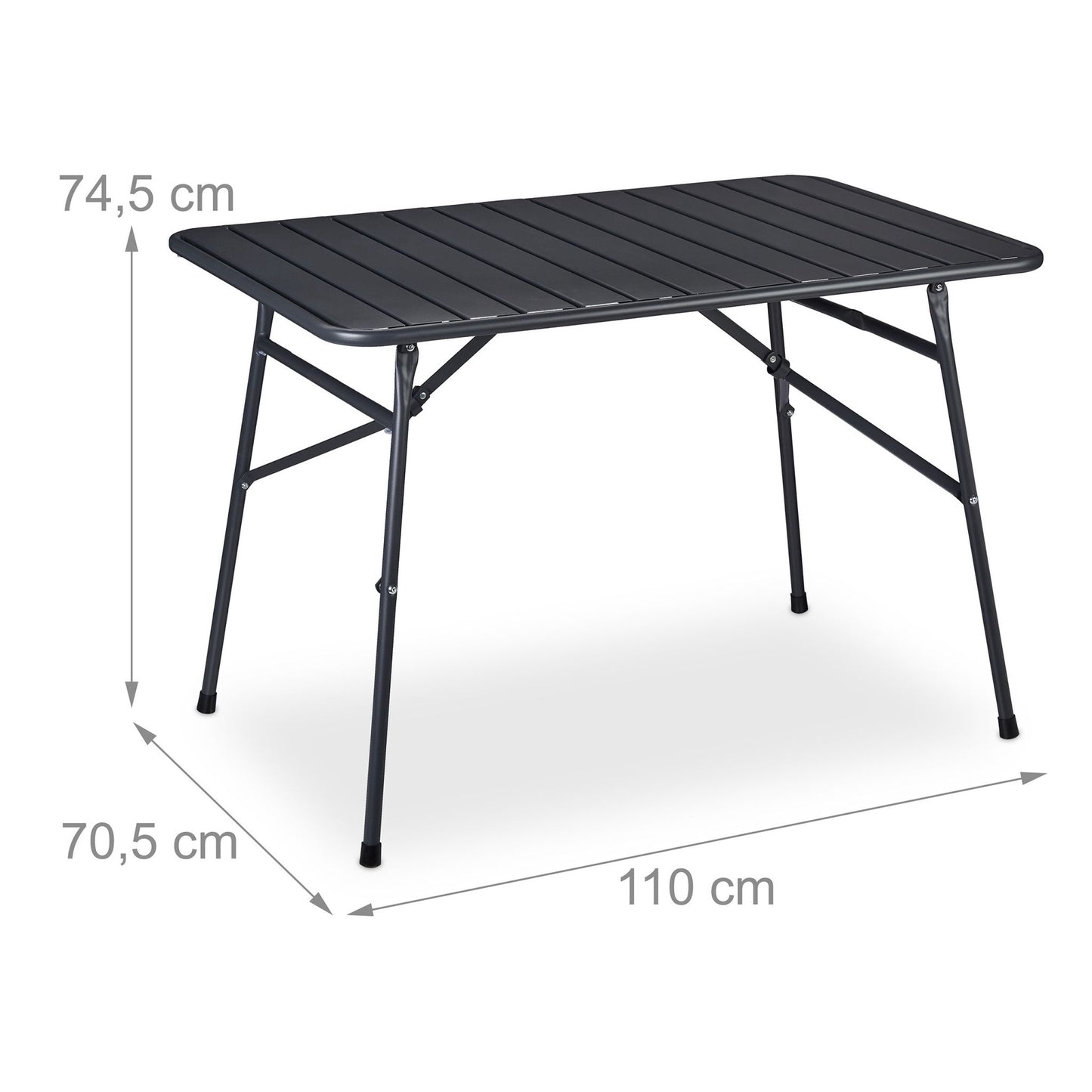 Folding dining table in steel, outside