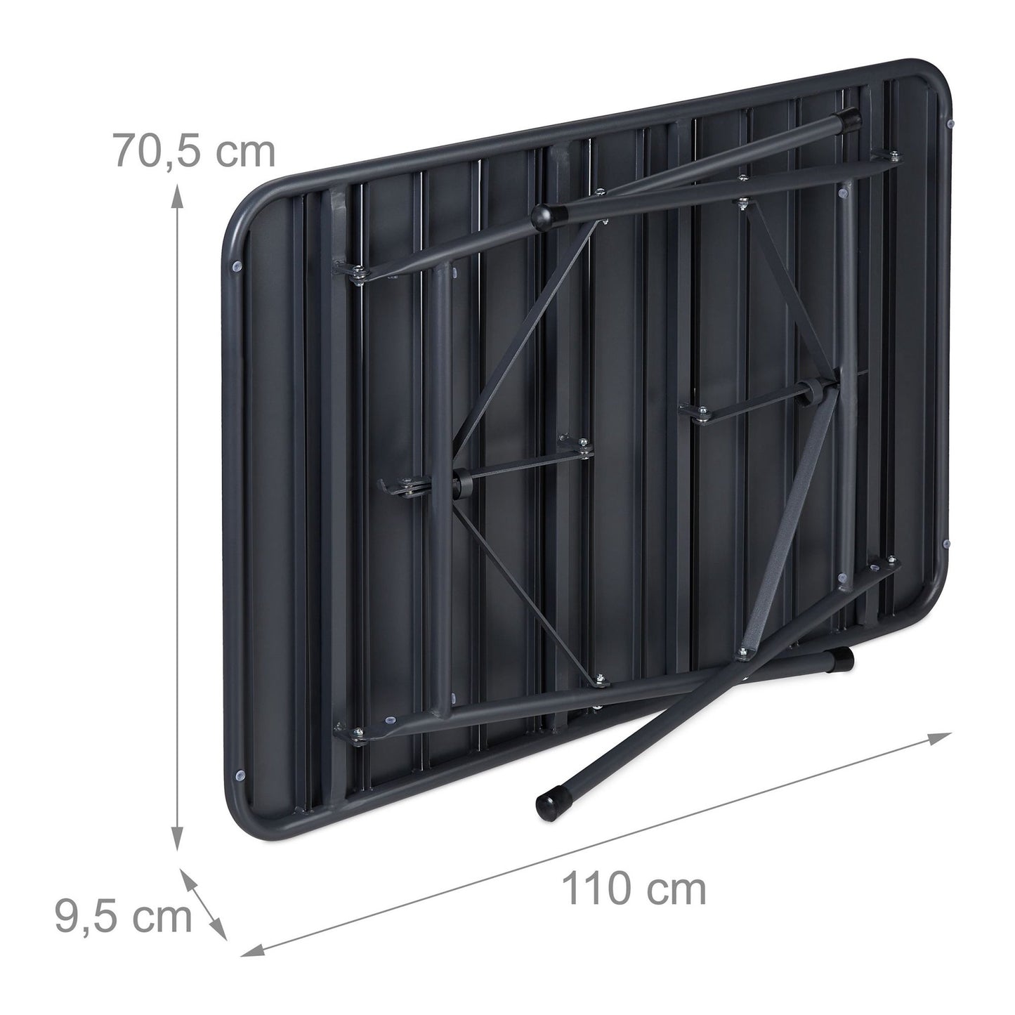 Folding dining table in steel, outside