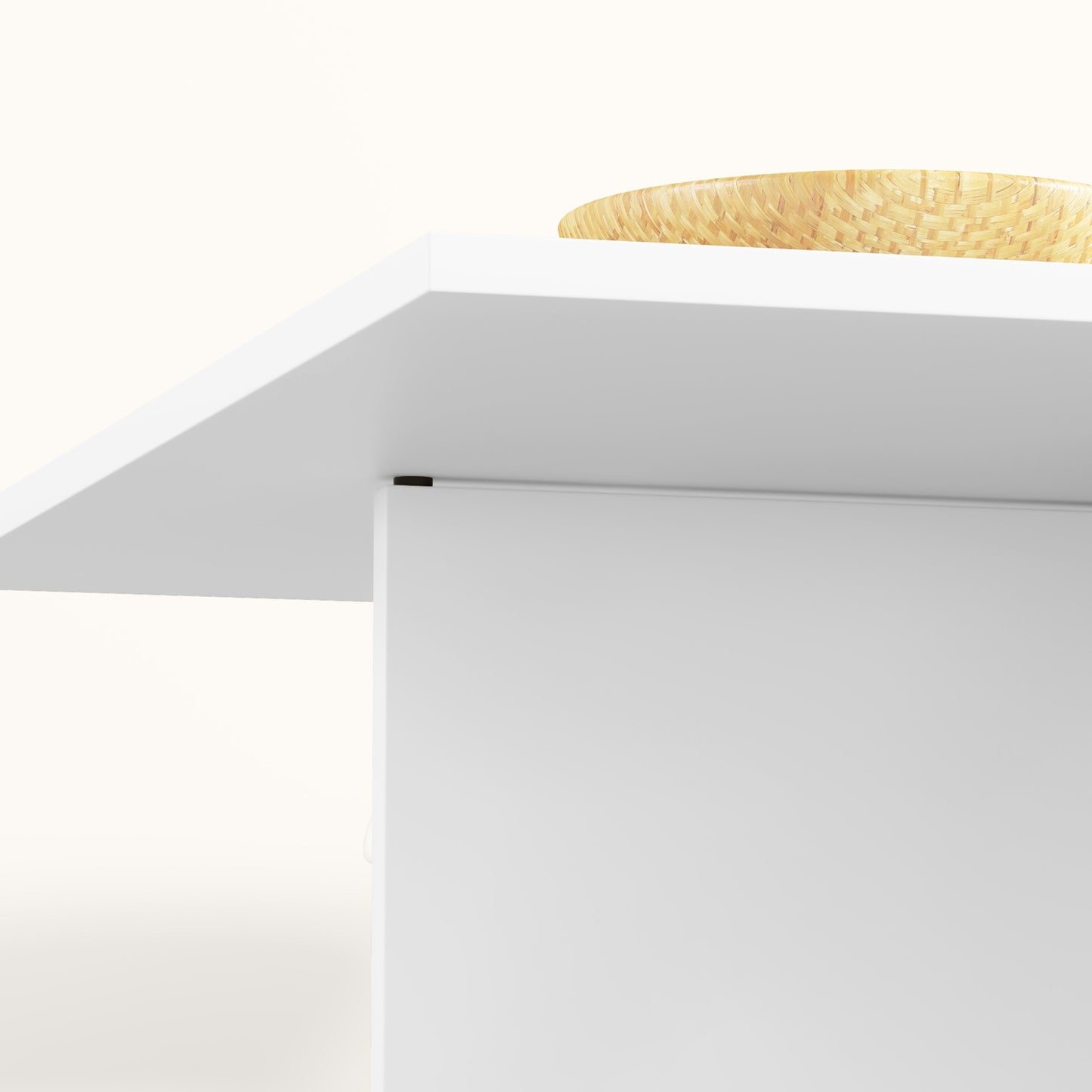 Folding dining table with shelves and drawer, White