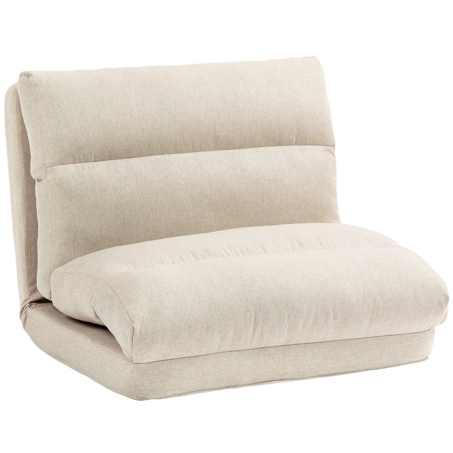 Adjustable folding floor chair, bed function, linen look, brown