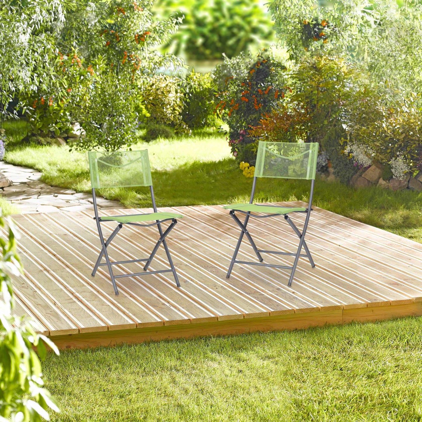 Folding garden chair Set of 2 green