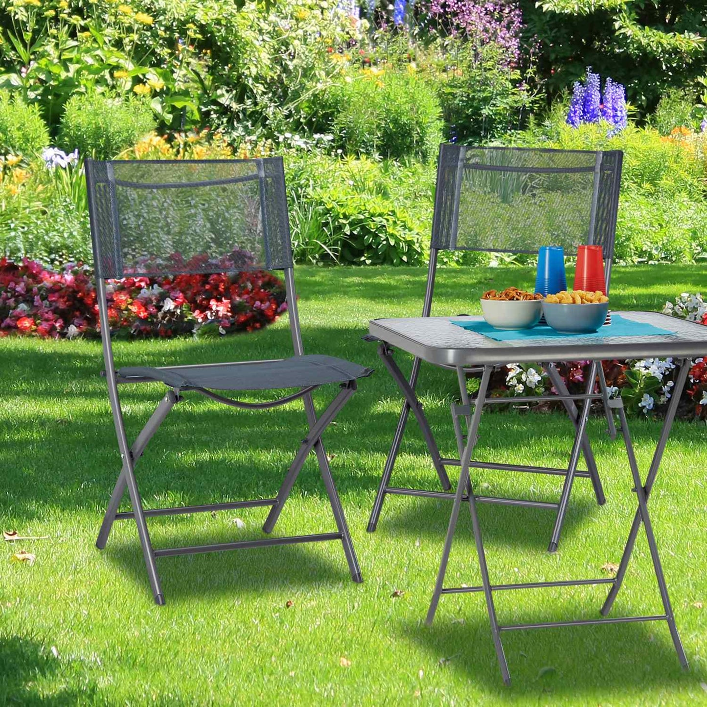 Folding garden chair set of 2