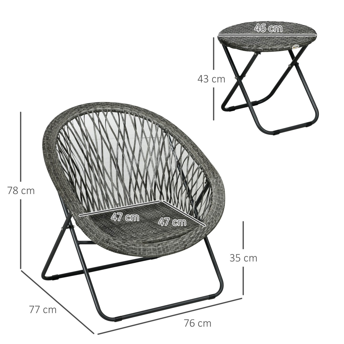 Garden balcony furniture set with table and padded chairs