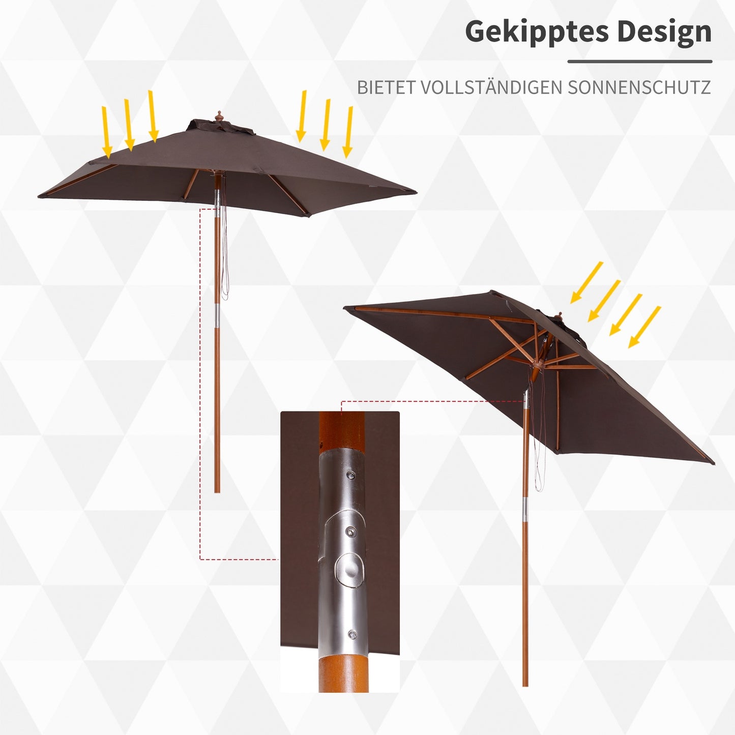 Folding garden parasol - Adjustable spruce and polyester 200x150x230 cm