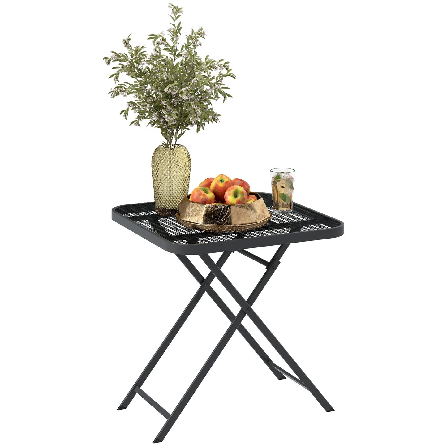 Weatherproof folding steel table - 70 x 70 cm, Black