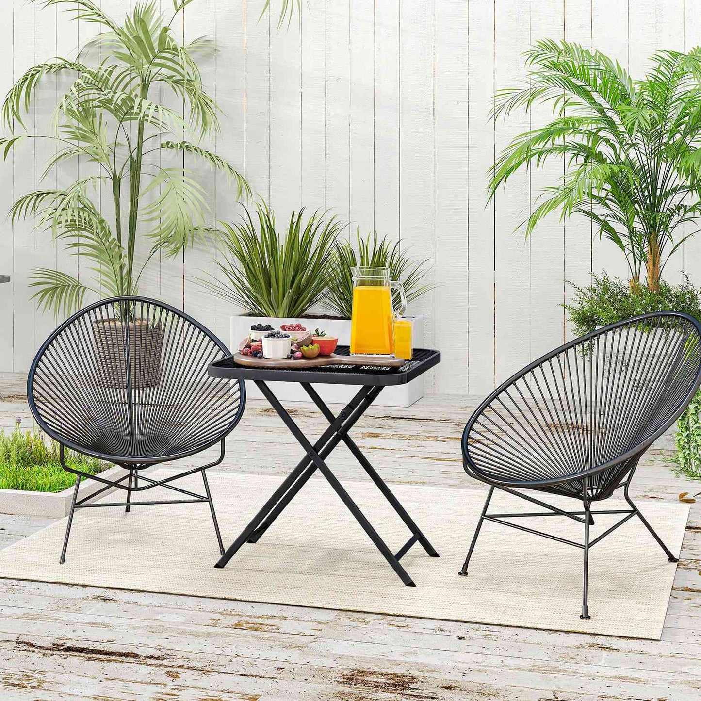 Weatherproof folding steel table - 70 x 70 cm, Black