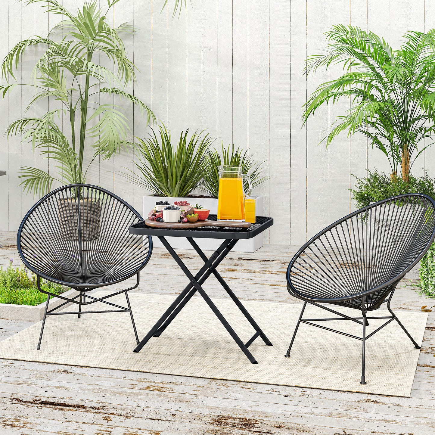 Weatherproof folding steel table - 70 x 70 cm, Black