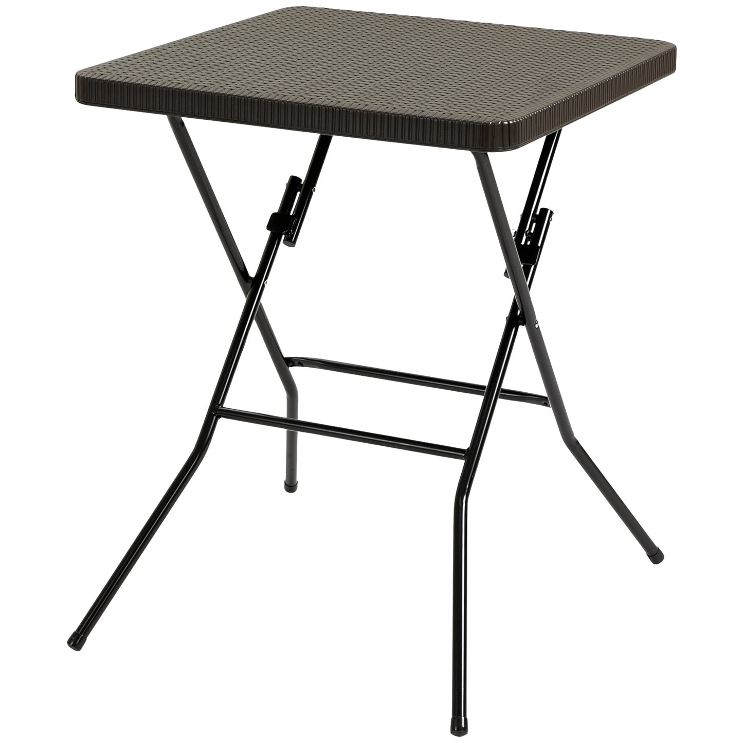 Folding garden table, Plastic & Metal, 60x60x74cm, Brown